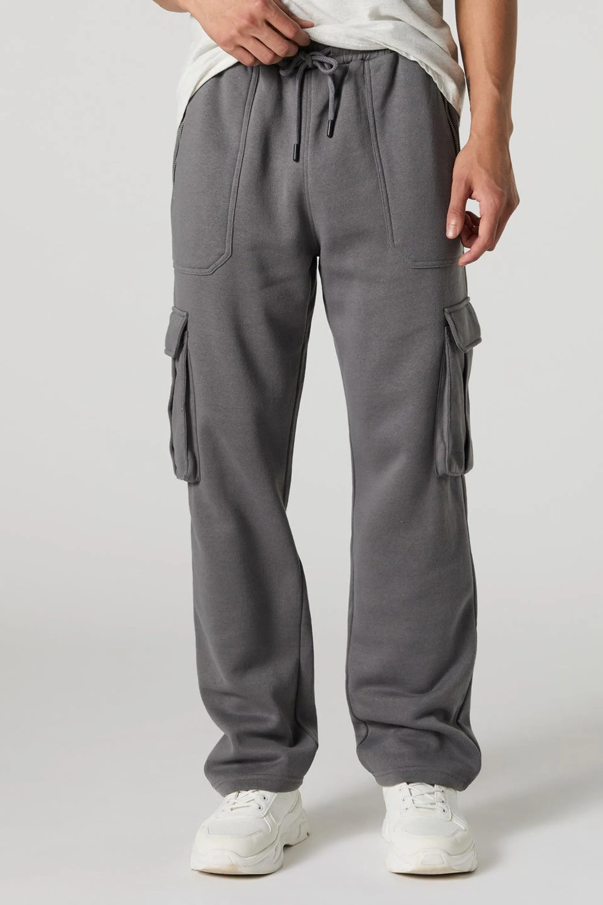 Fleece Open Bottom Cargo Jogger