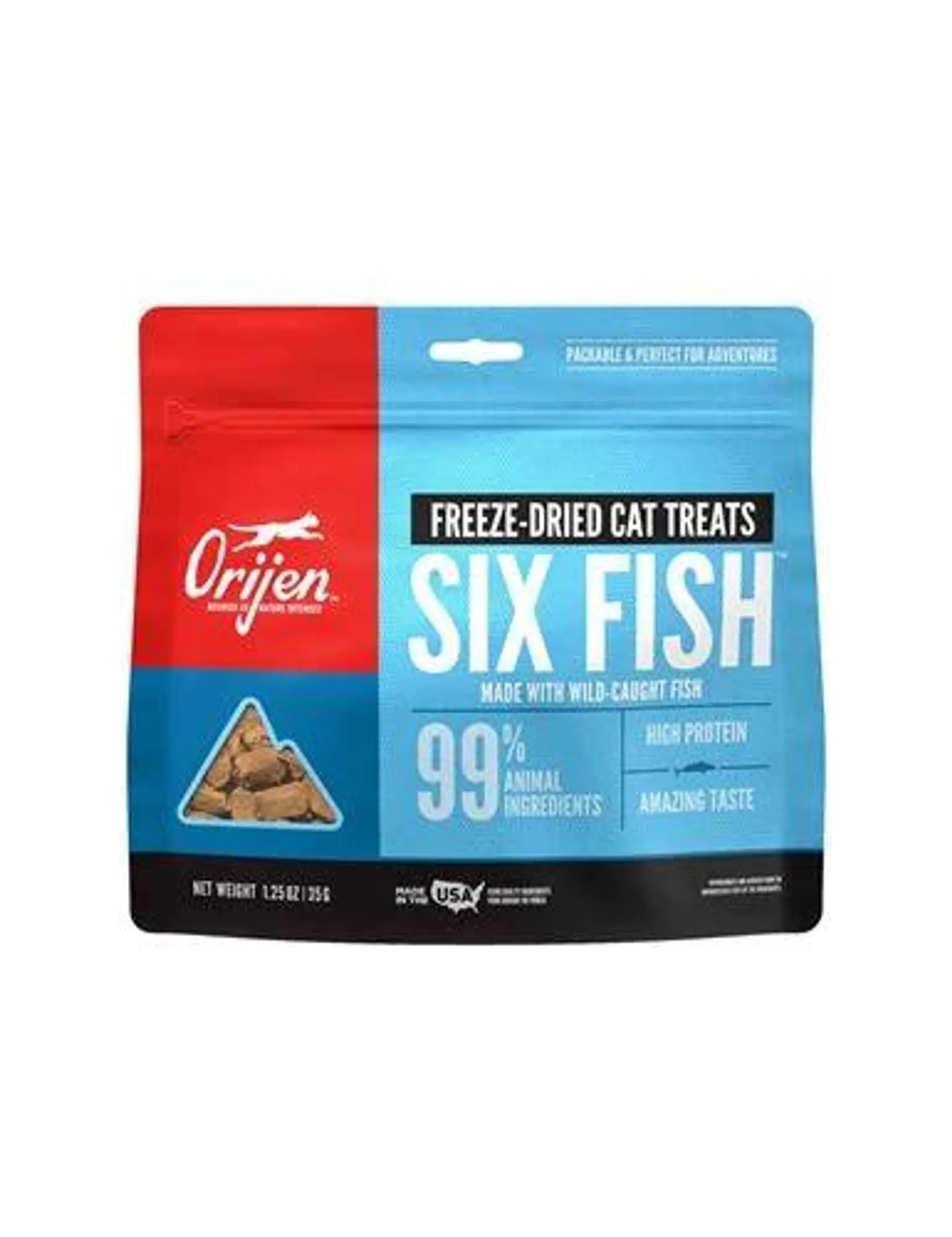 ORIJEN® Freeze Dried Cat Treats, Grain Free, High Protein, Raw Animal Ingredients, Six Fish, 1.25 Ounces