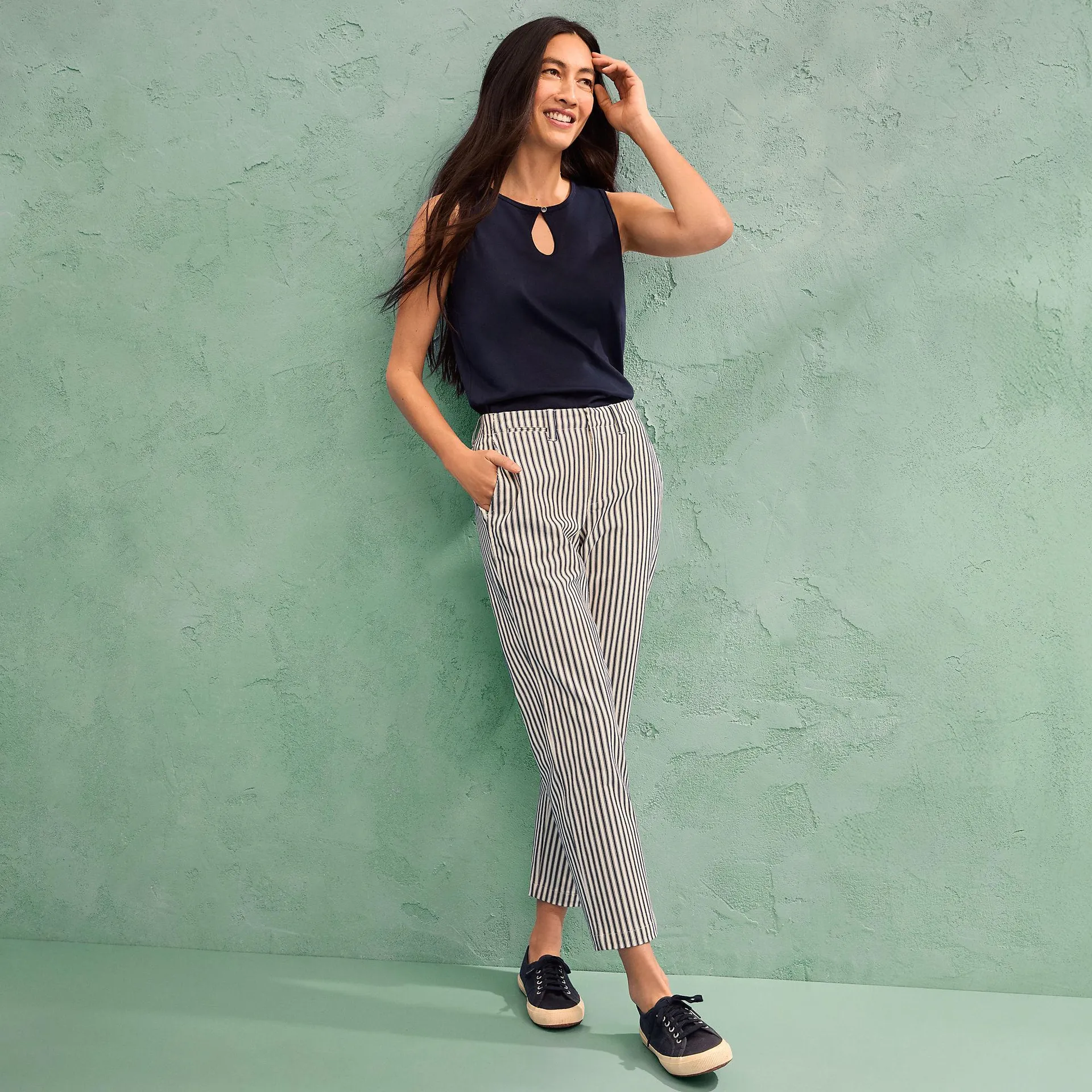 Women's Mid Rise Classic Straight Leg Chino Ankle Pants
