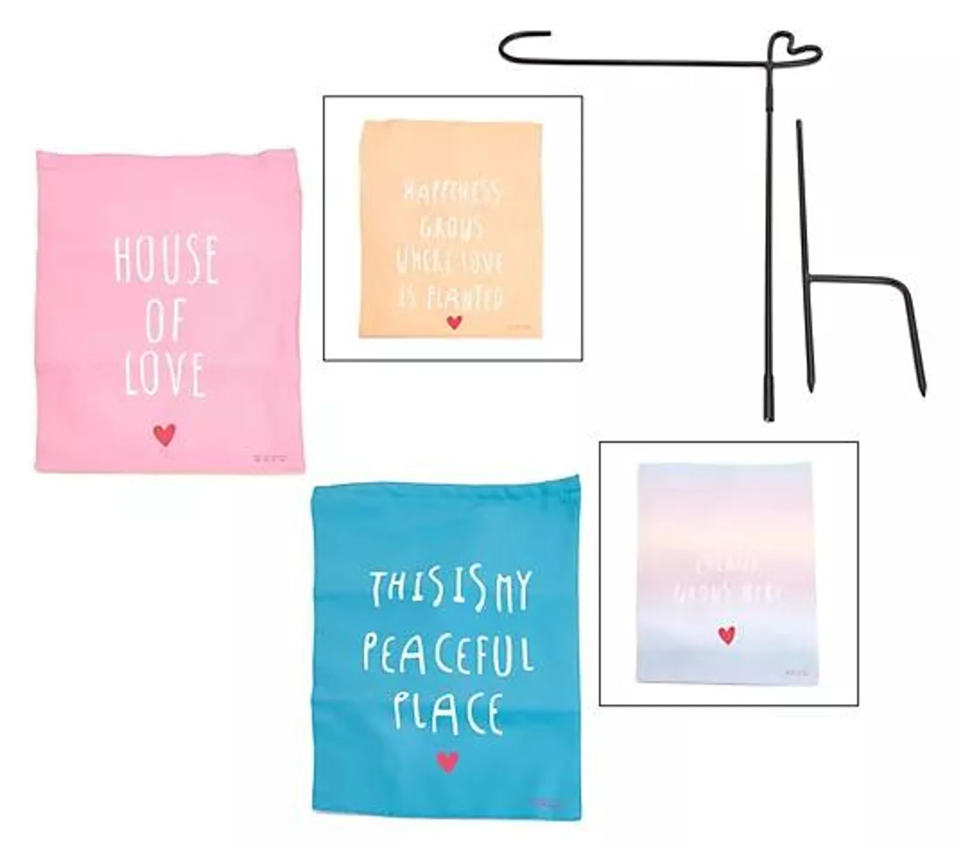 Peace Love World S/2 13" x 18" Garden Flags with Stand