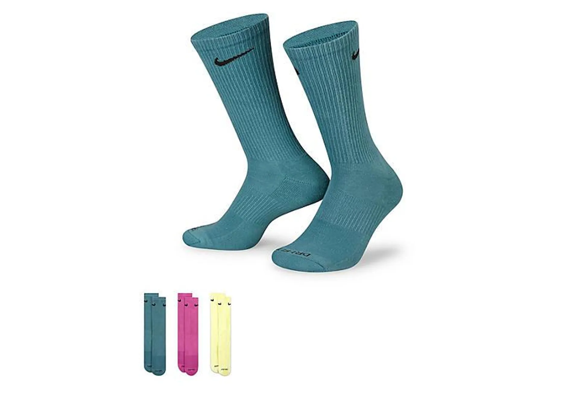 Nike Mens Everyday Plus Mix Dye Crew Socks 3 Pairs - Teal