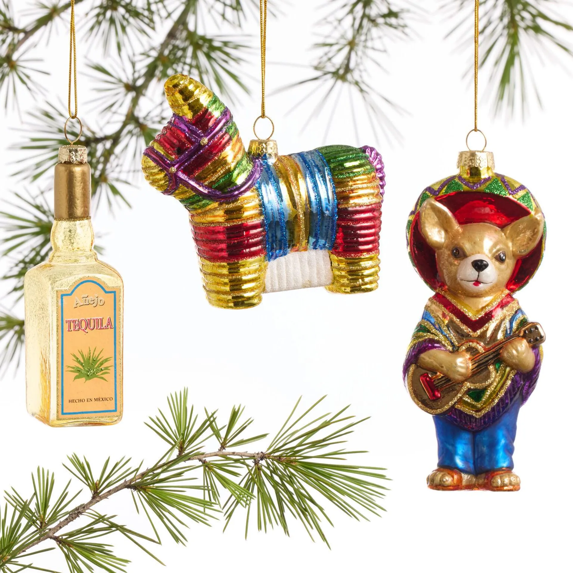 Glass Destination Mexico Boxed Ornaments 3 Pack