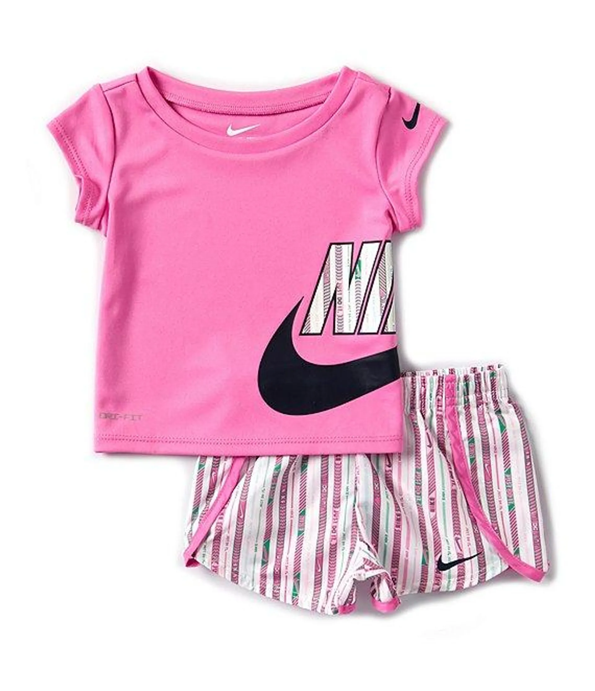 Baby Girls 12-24 Months Short-Sleeve Happy Camper Tee & Sprinter Striped Shorts Set