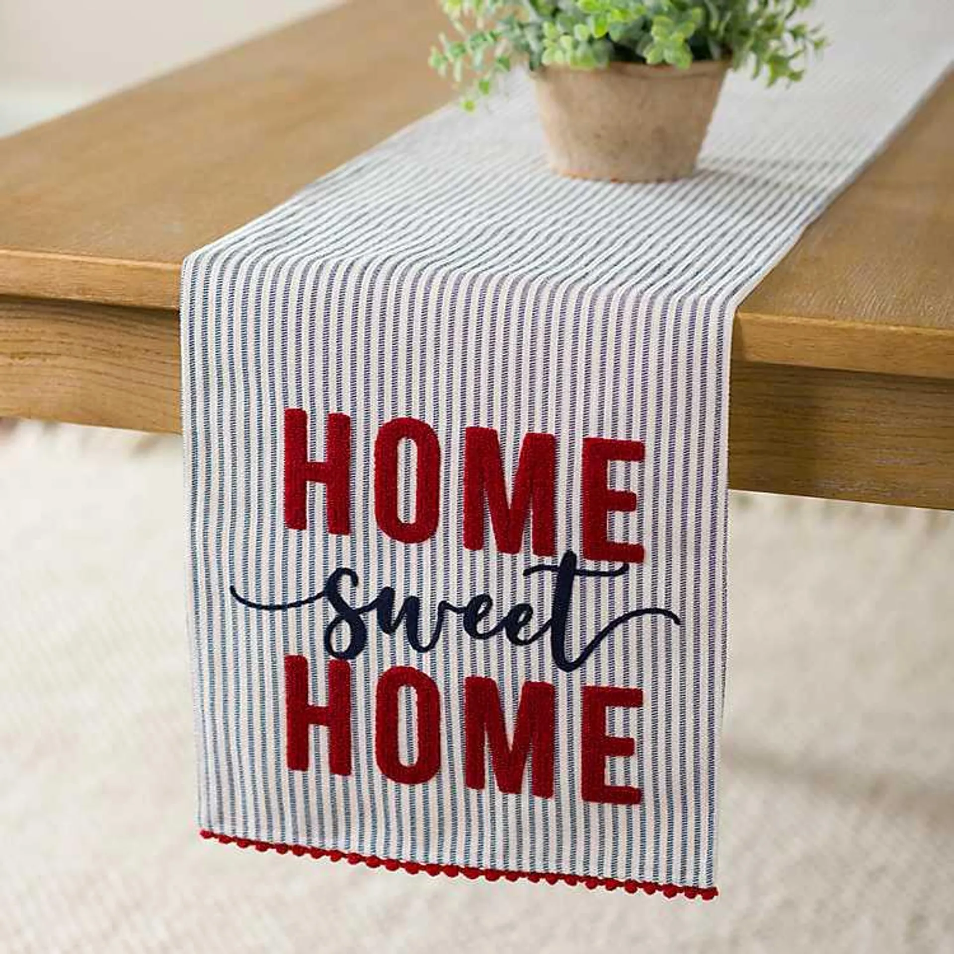 Home Sweet Home Striped Table Runner