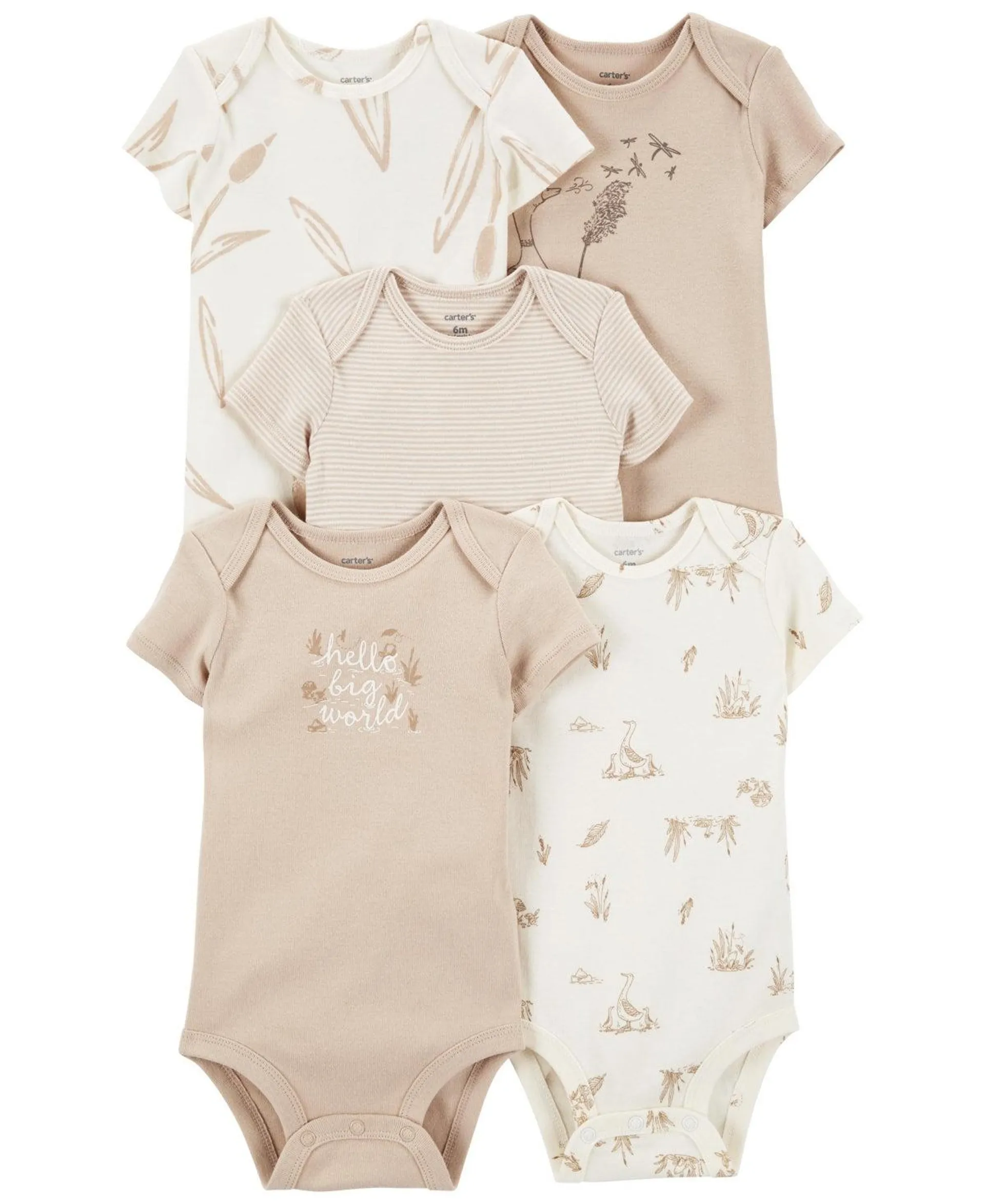 Carter's Baby Boys or Baby Girls Short Sleeve Bodysuits, Pack of 5