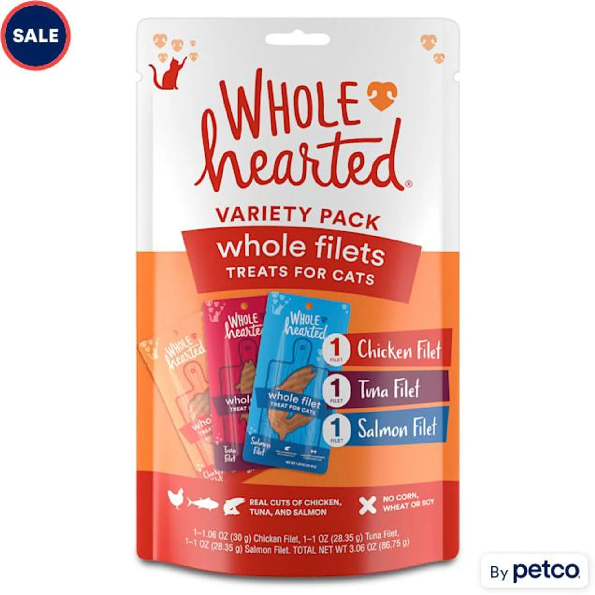 WholeHearted Whole Filets Cat Treats Variety Pack, 3.06 oz., Count of 3