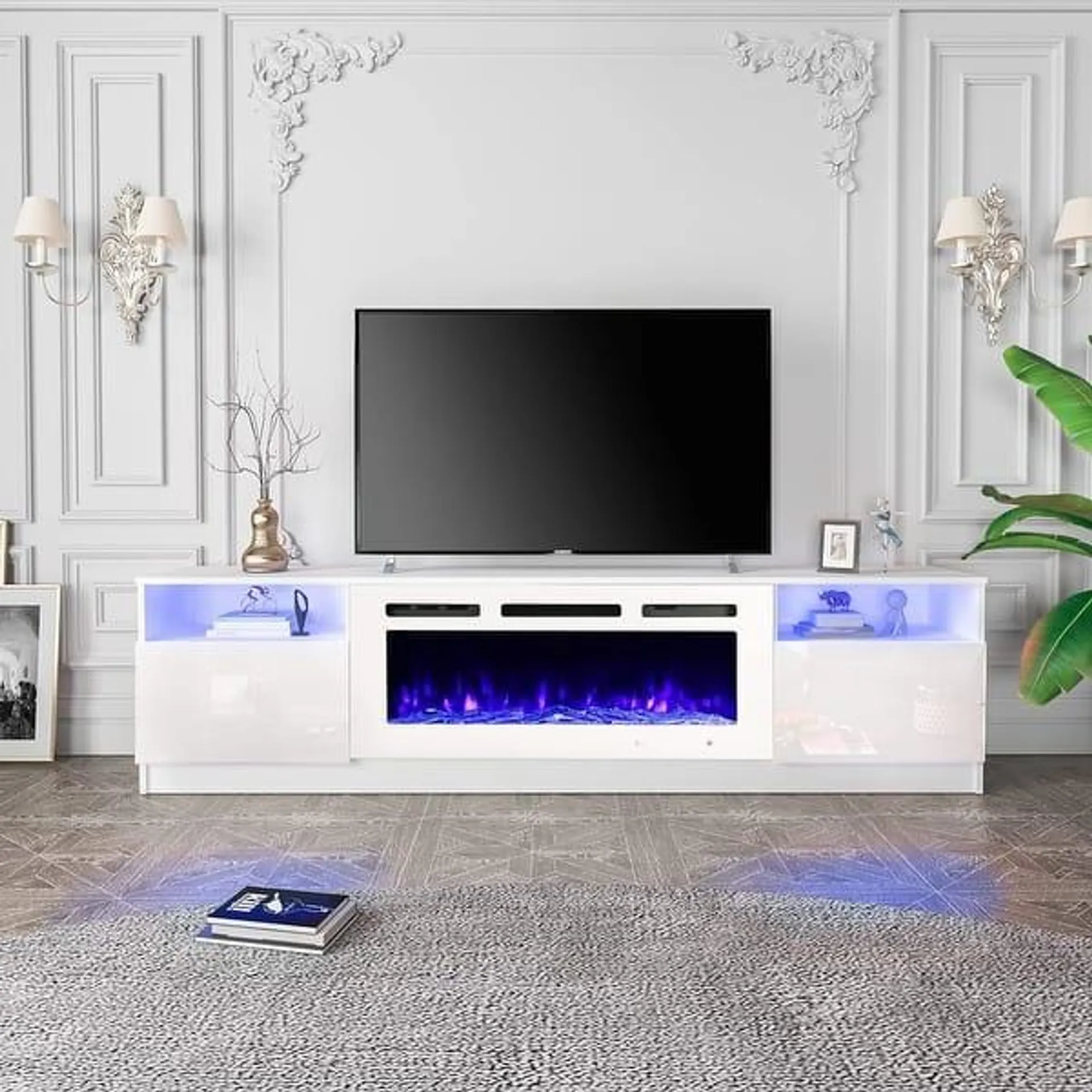 Fireplace TV Stand with 36'' Electric Fireplace, Entertainment Center and TV Console for TVs up to 80'' for Living Room