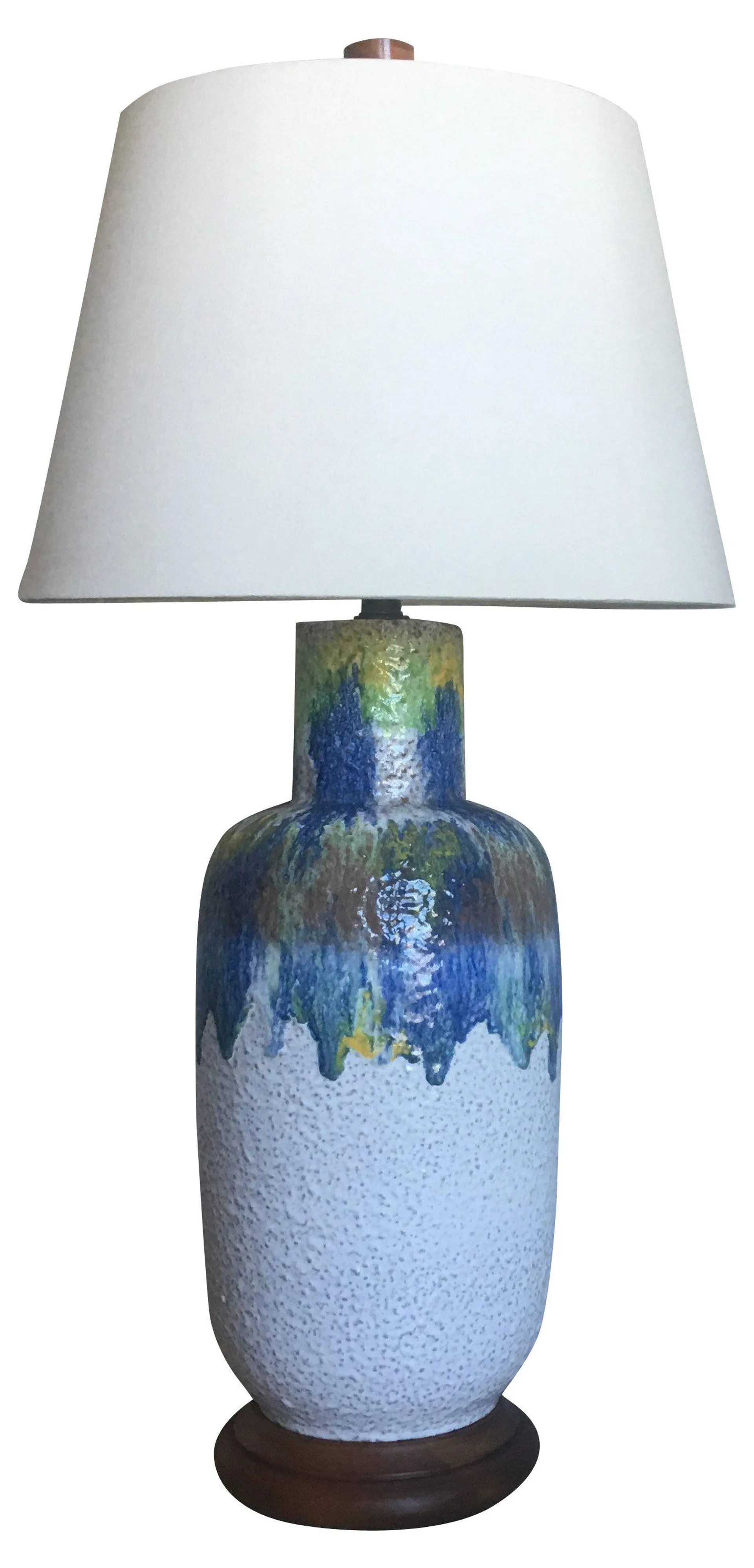 Oversize Midcentury Drip Glaze Lamp