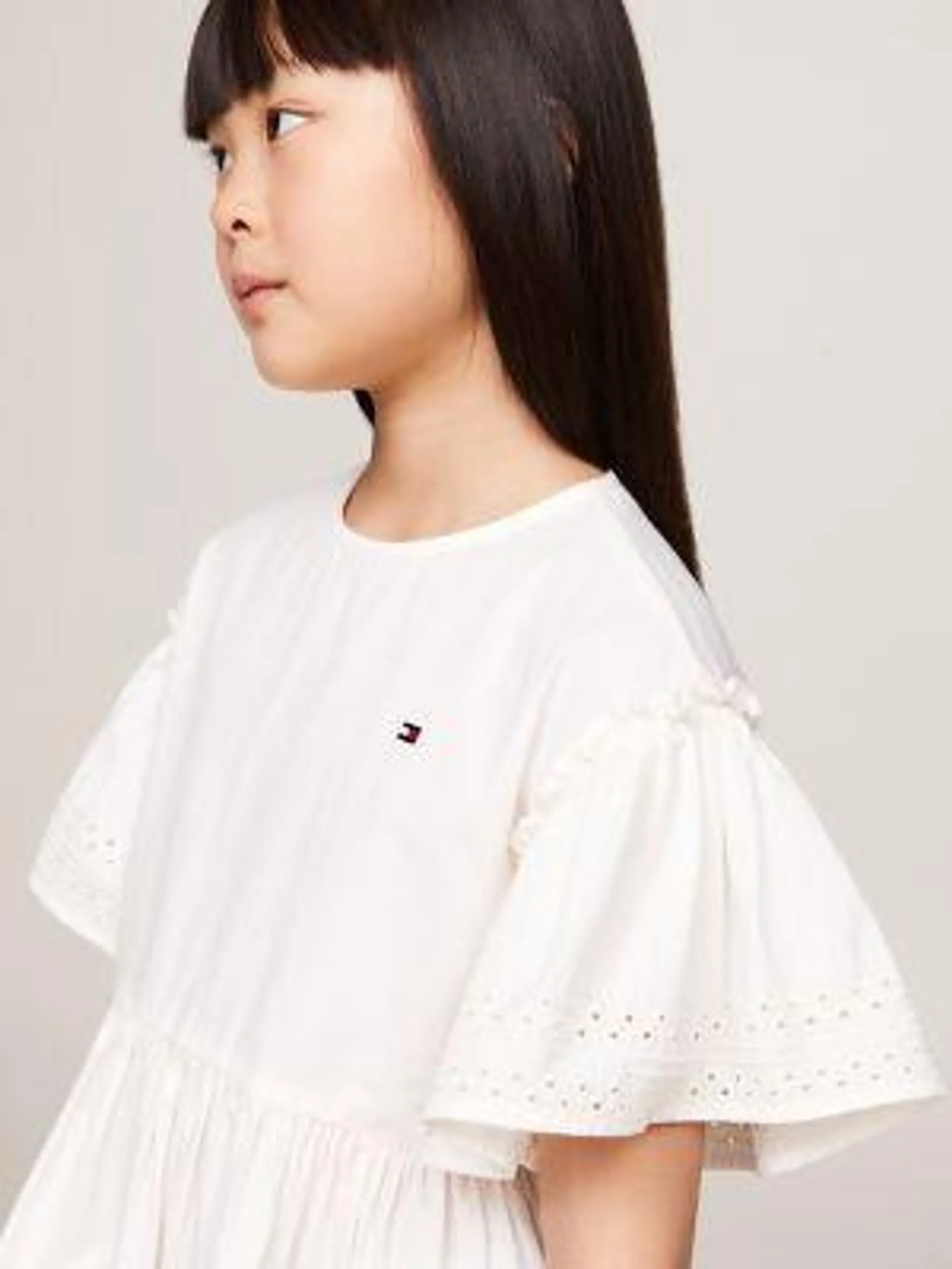 Kids' Eyelet Trim Flutter Dress