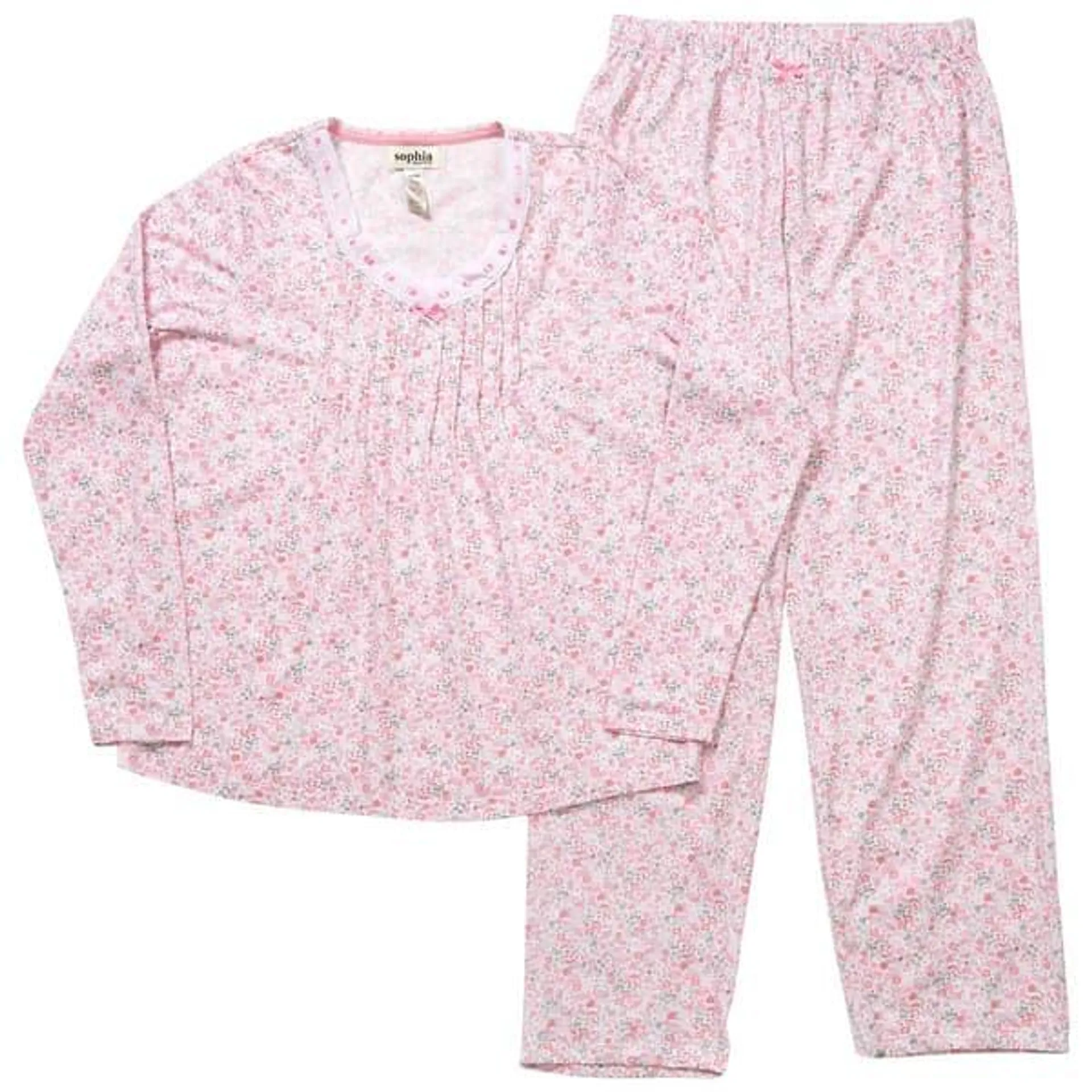 Womens Sophia by Rene Rofe Long Sleeve Floral Geo Lace Pajama Set