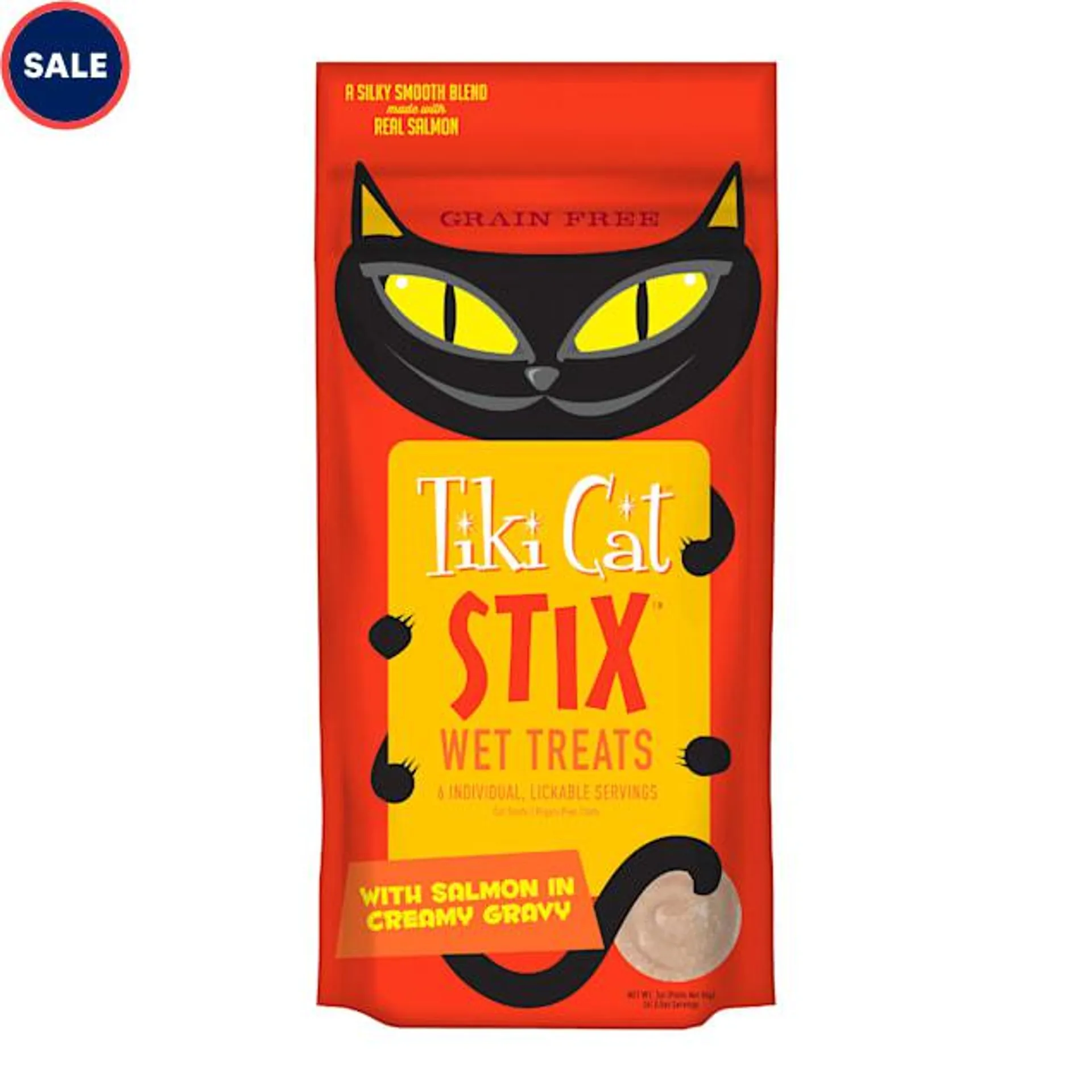 Tiki Cat Stix Salmon Wet Treat in Lickable Tube for Cats, 0.5 oz, Count of 6