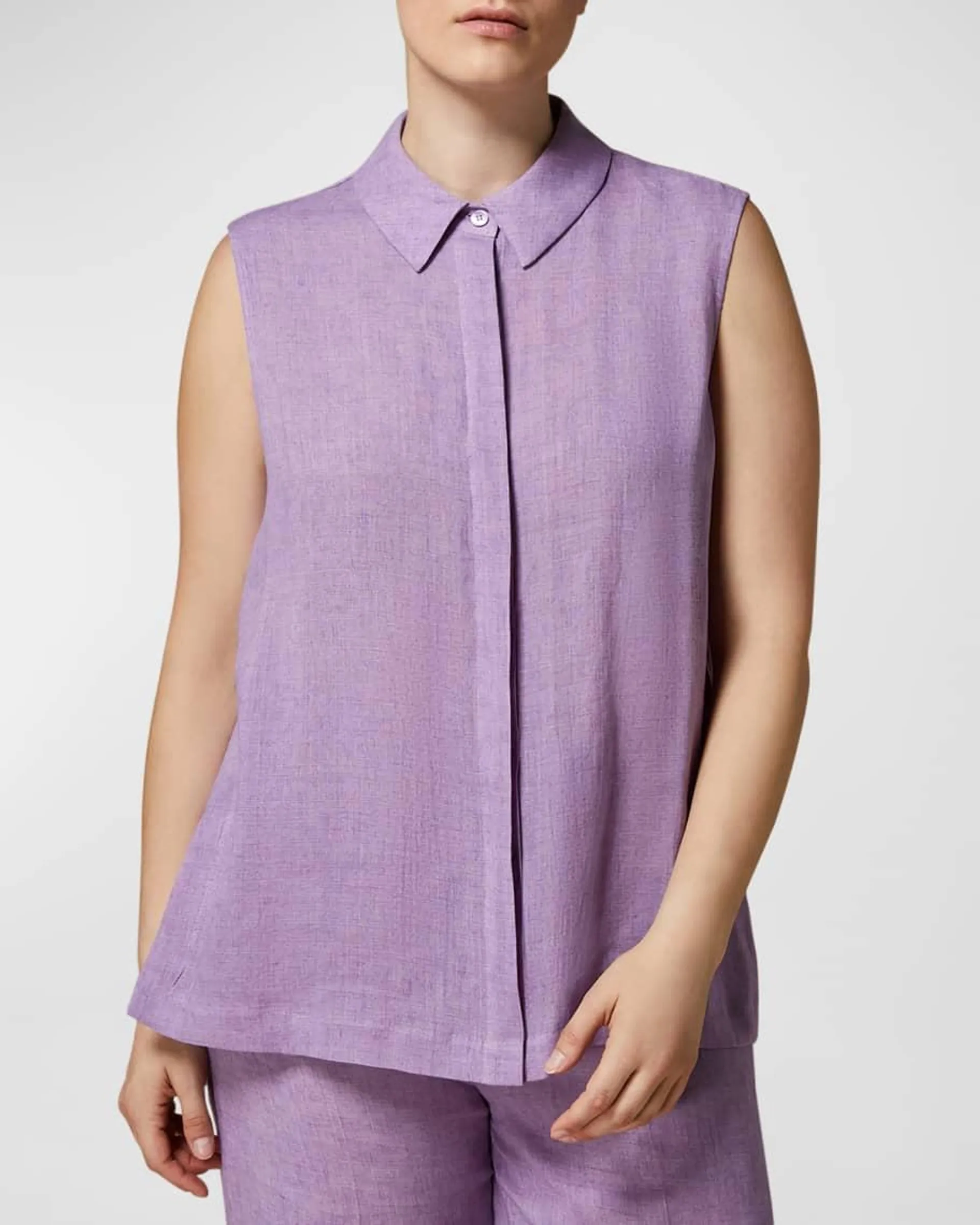 Plus Size Eddy Sleeveless Linen Canvas Shirt