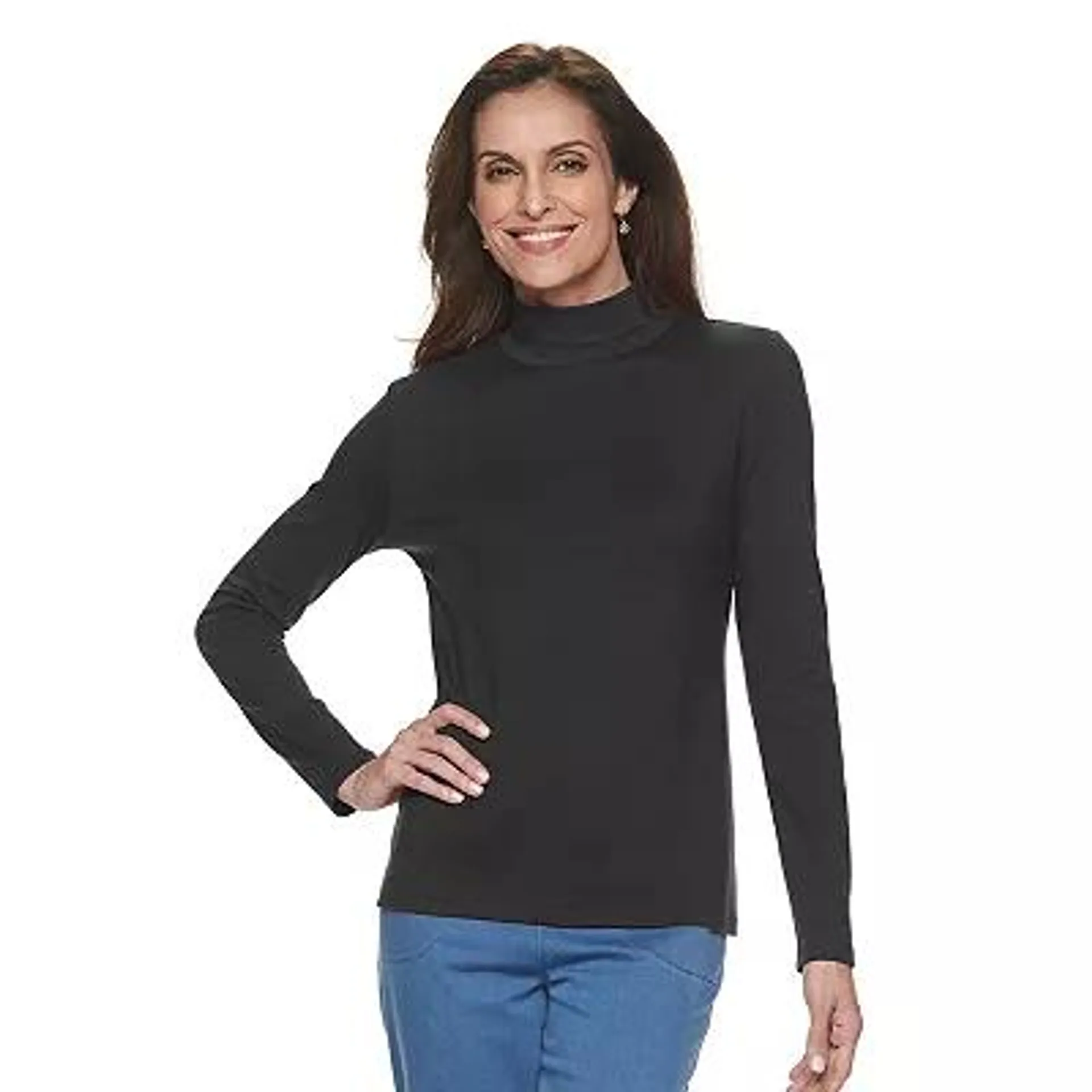 Petite Croft & Barrow® Long Sleeve Mockneck Top