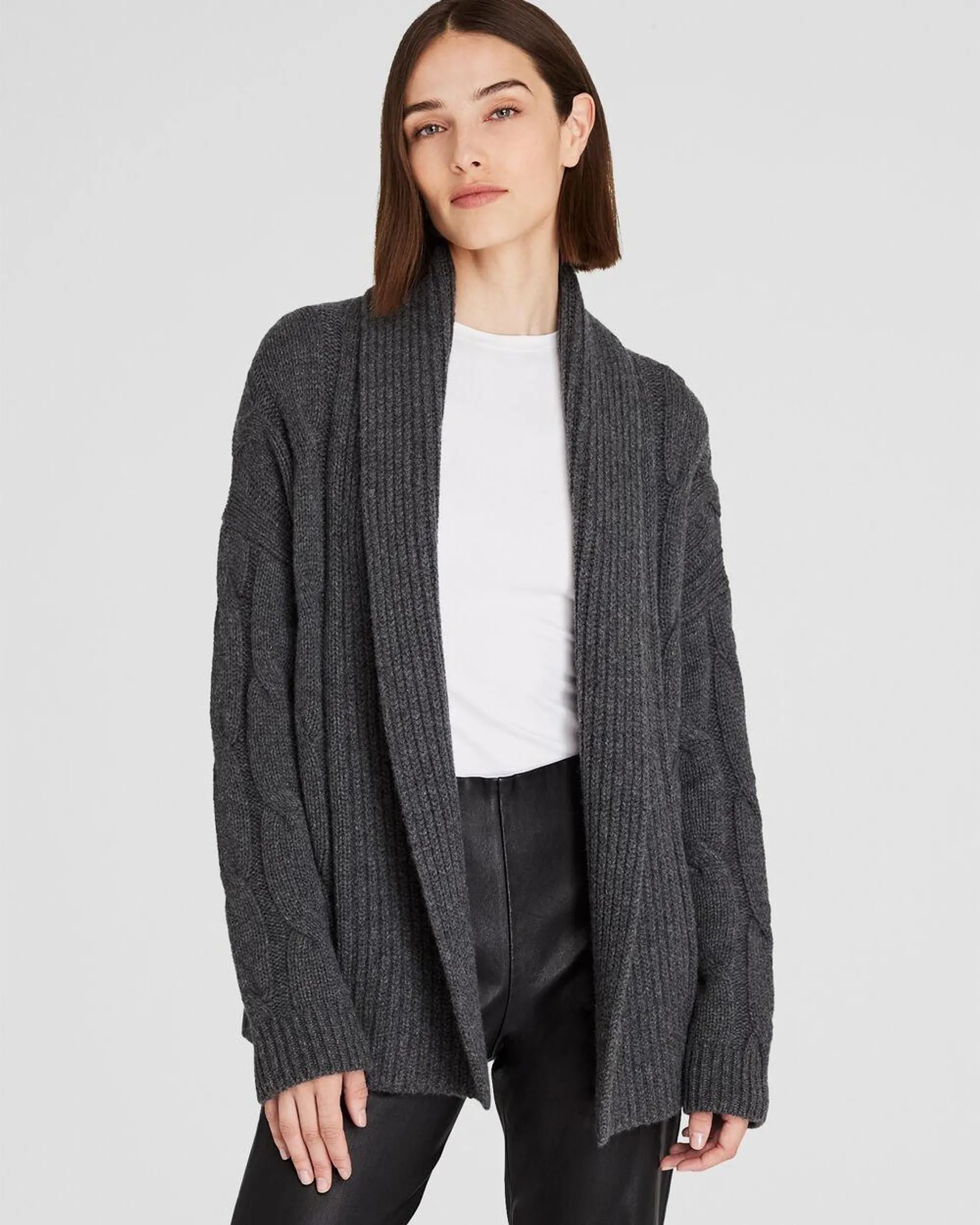 Cashmere Cable Wrap Cardigan