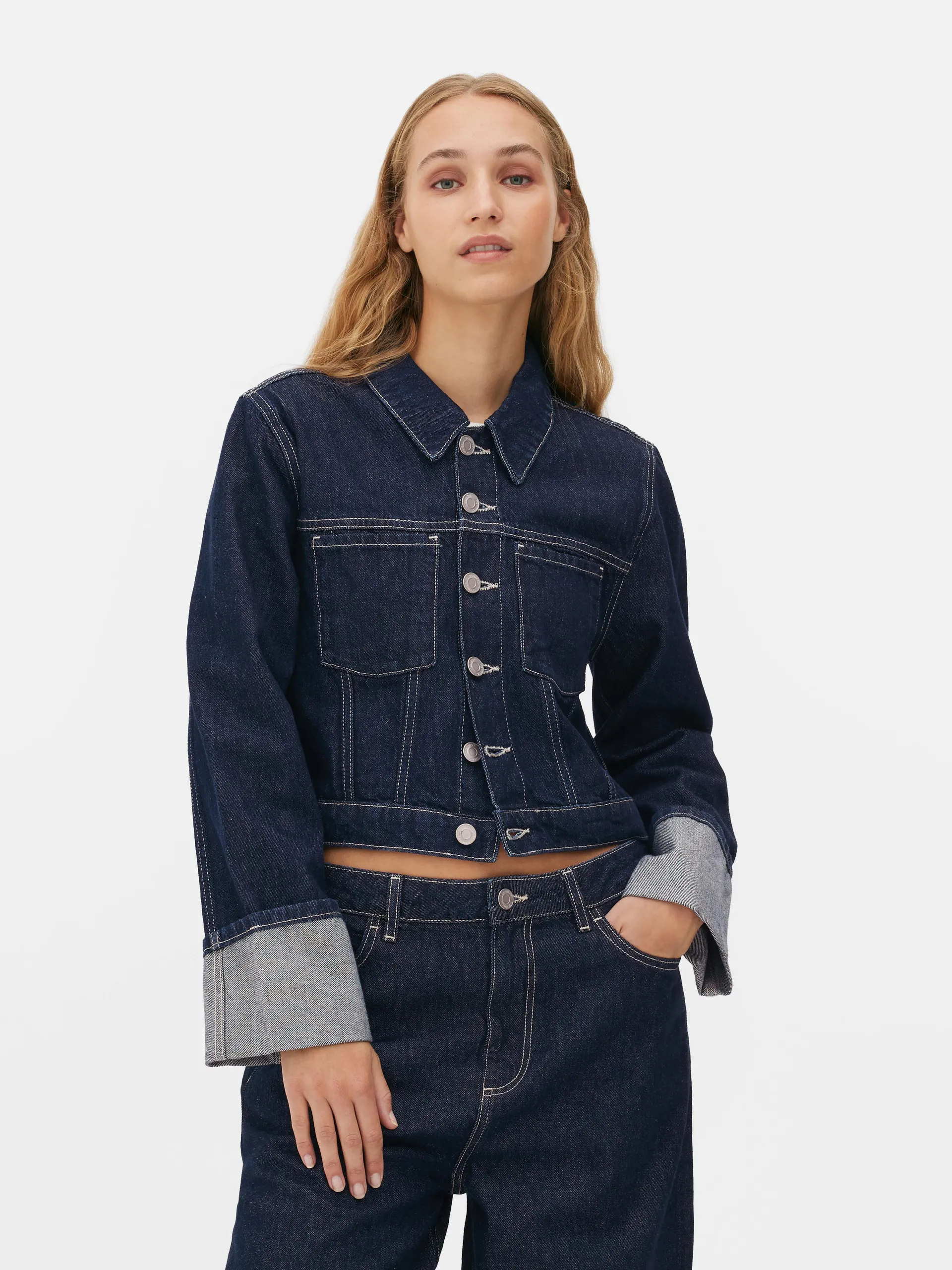 Turn-Up Panelled Denim Jacket