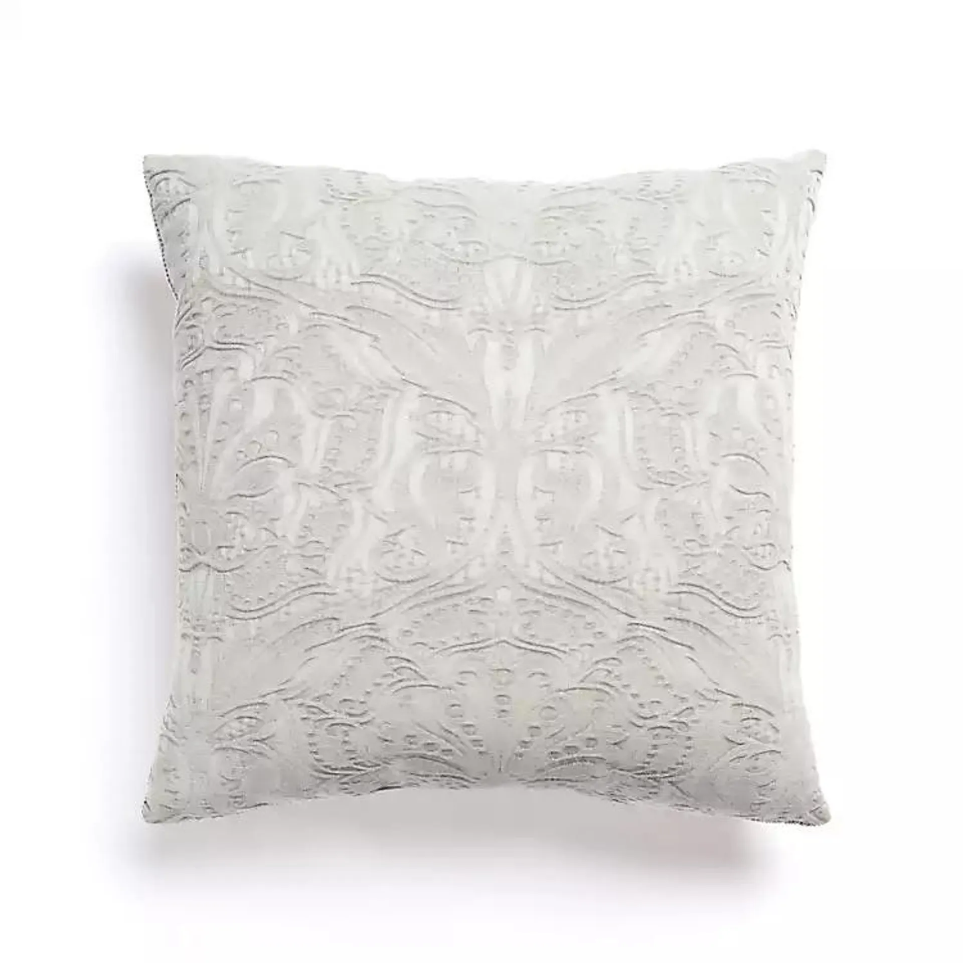 Ivory Chenille Damask Throw Pillow