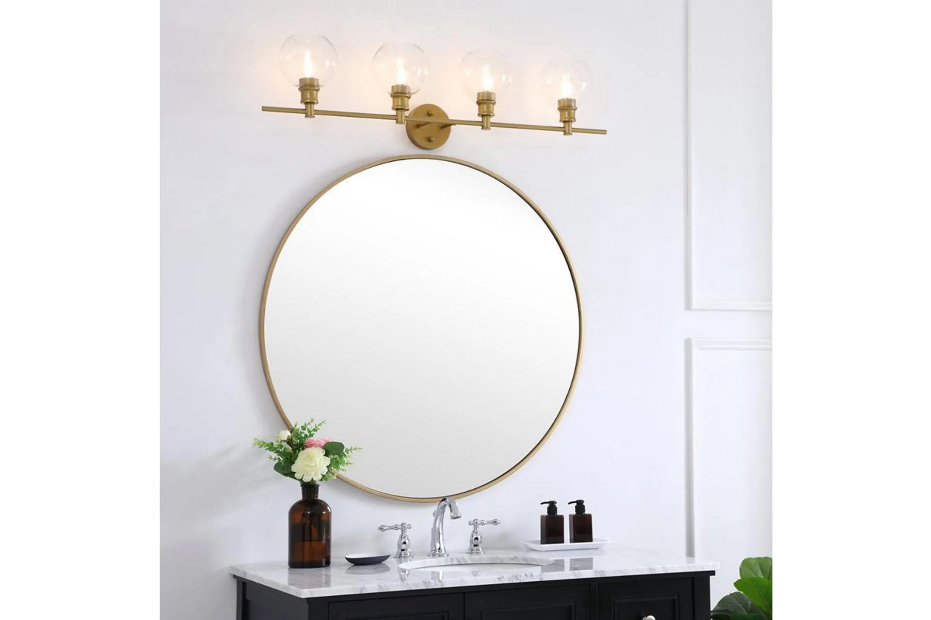 Collier 4 Light Brass And Clear Glass Wall Sconce