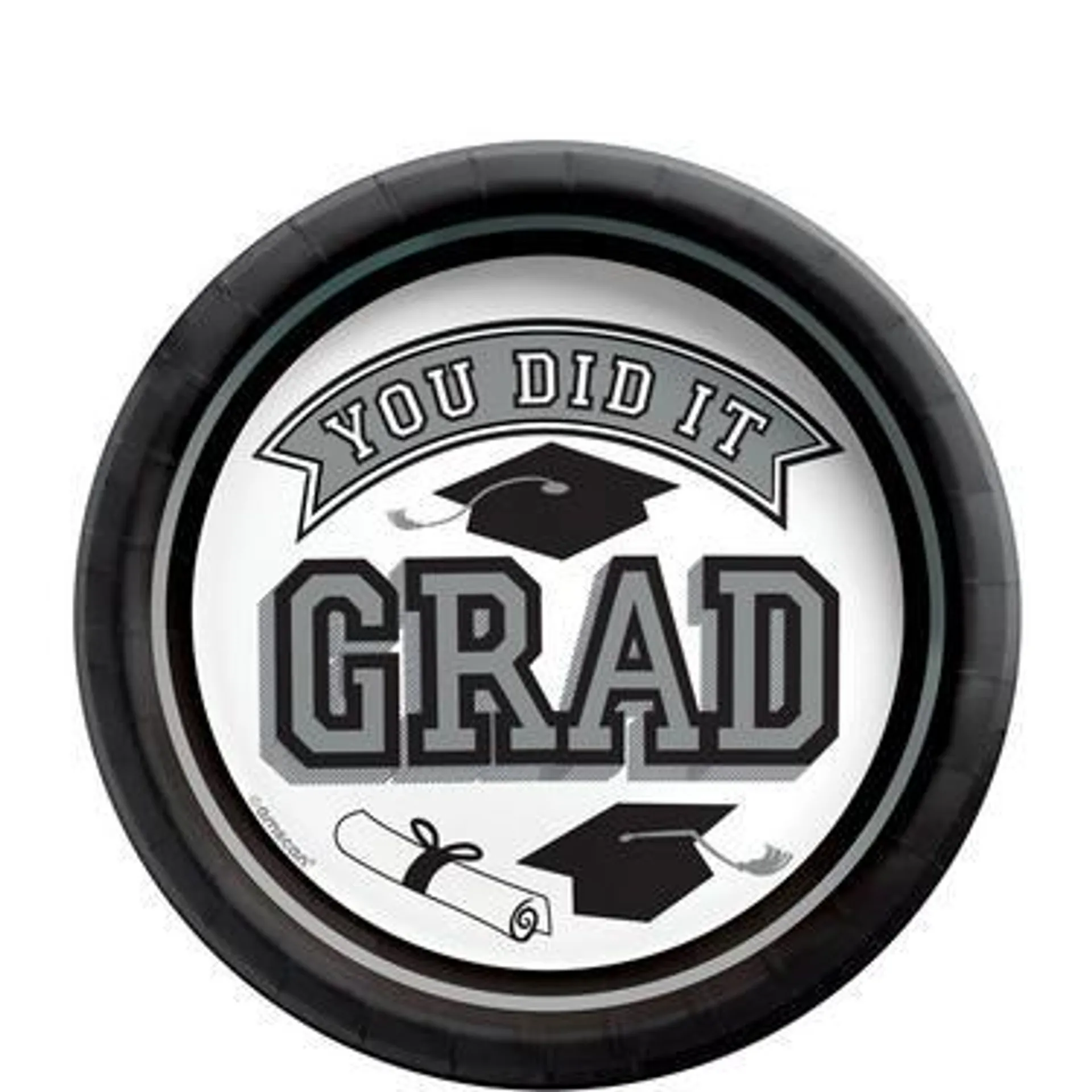 Silver You Did It Grad Paper Dessert Plates, 6.75in, 20ct - True to Your School