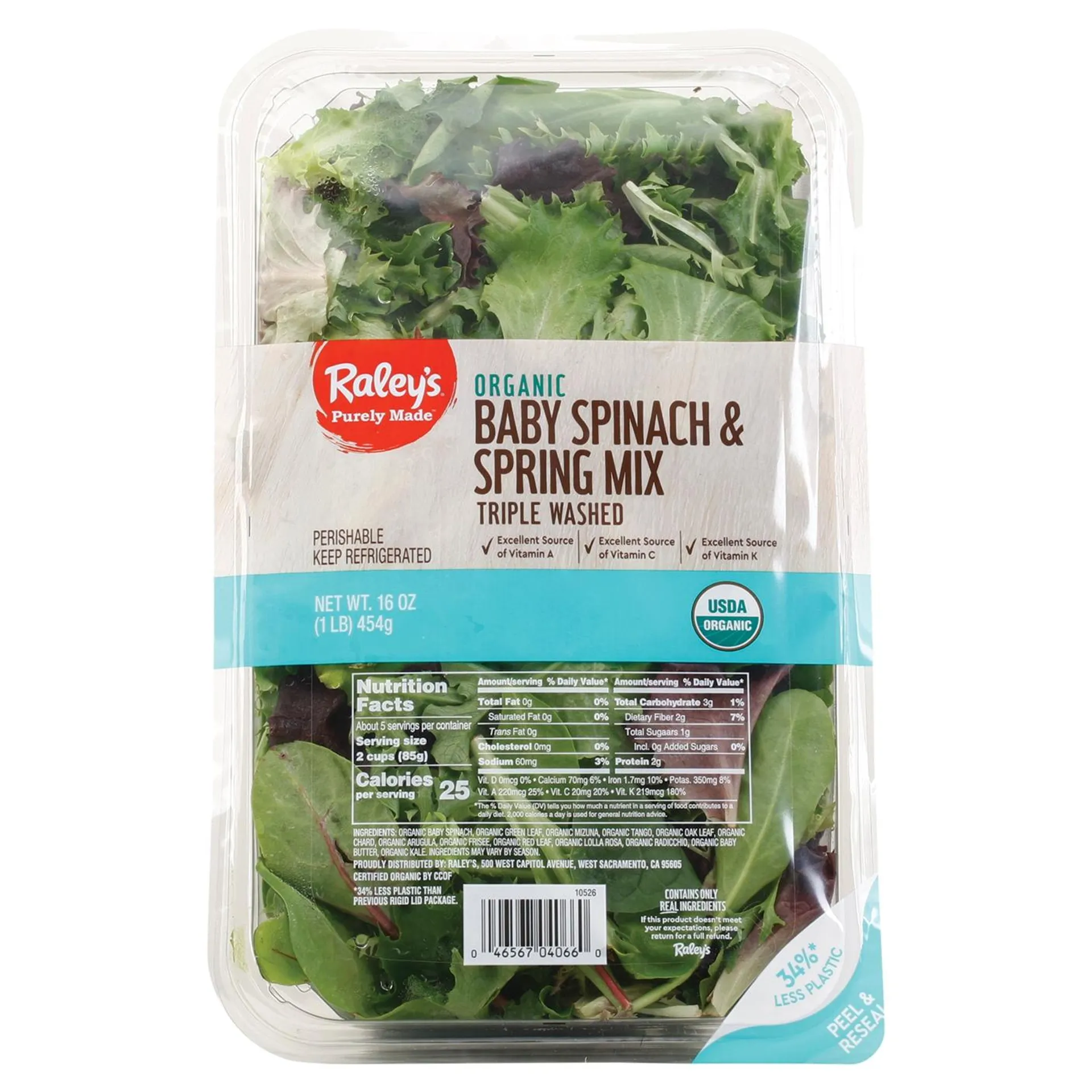 Raley's Purely Made Organic Baby Spinach & Spring Mix
