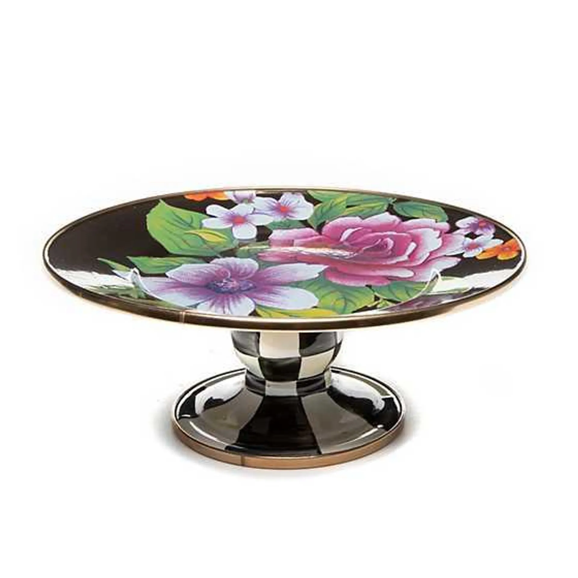 Black Flower Market Mini Pedestal Platter