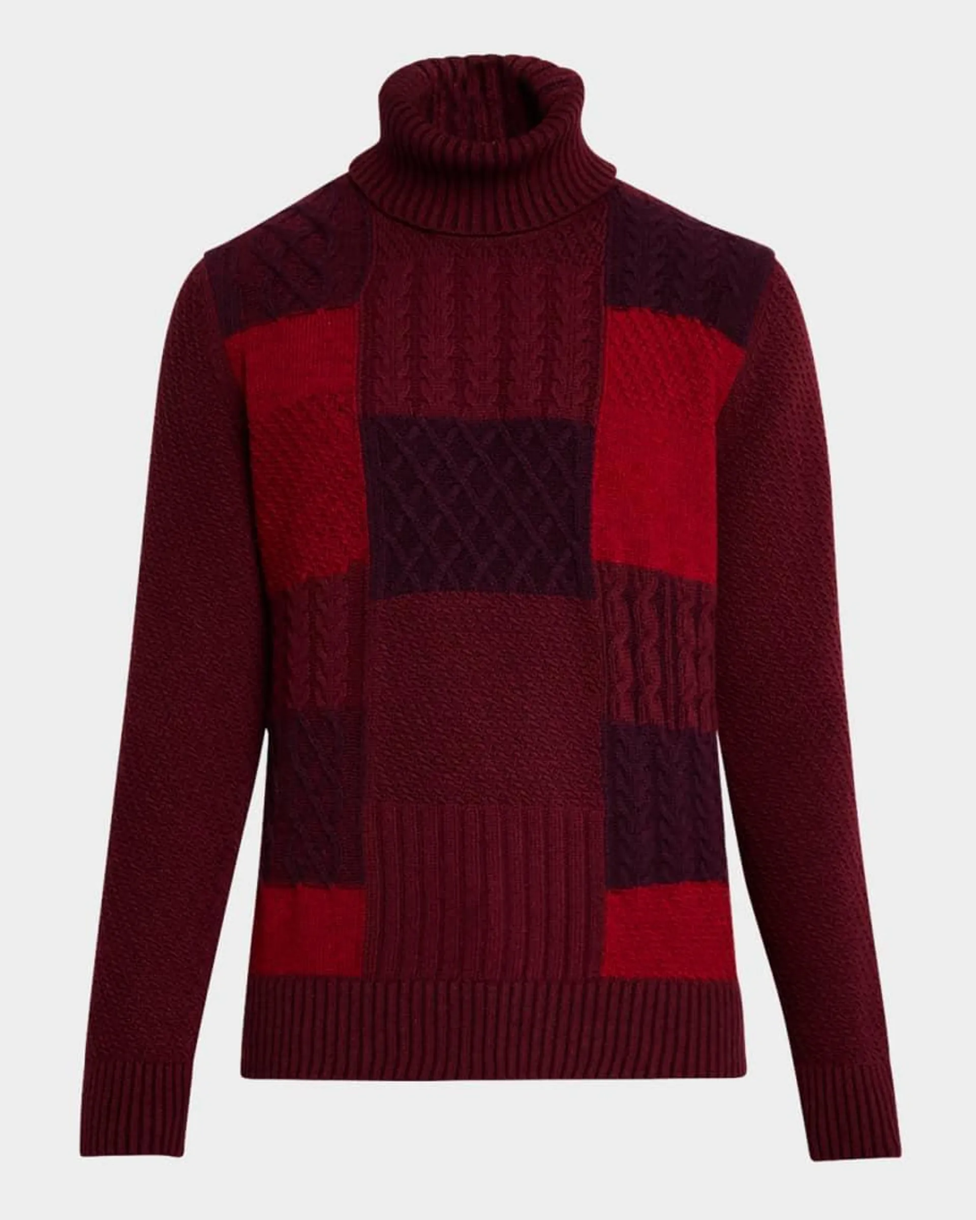 Men's Patchwork Knit Turtleneck