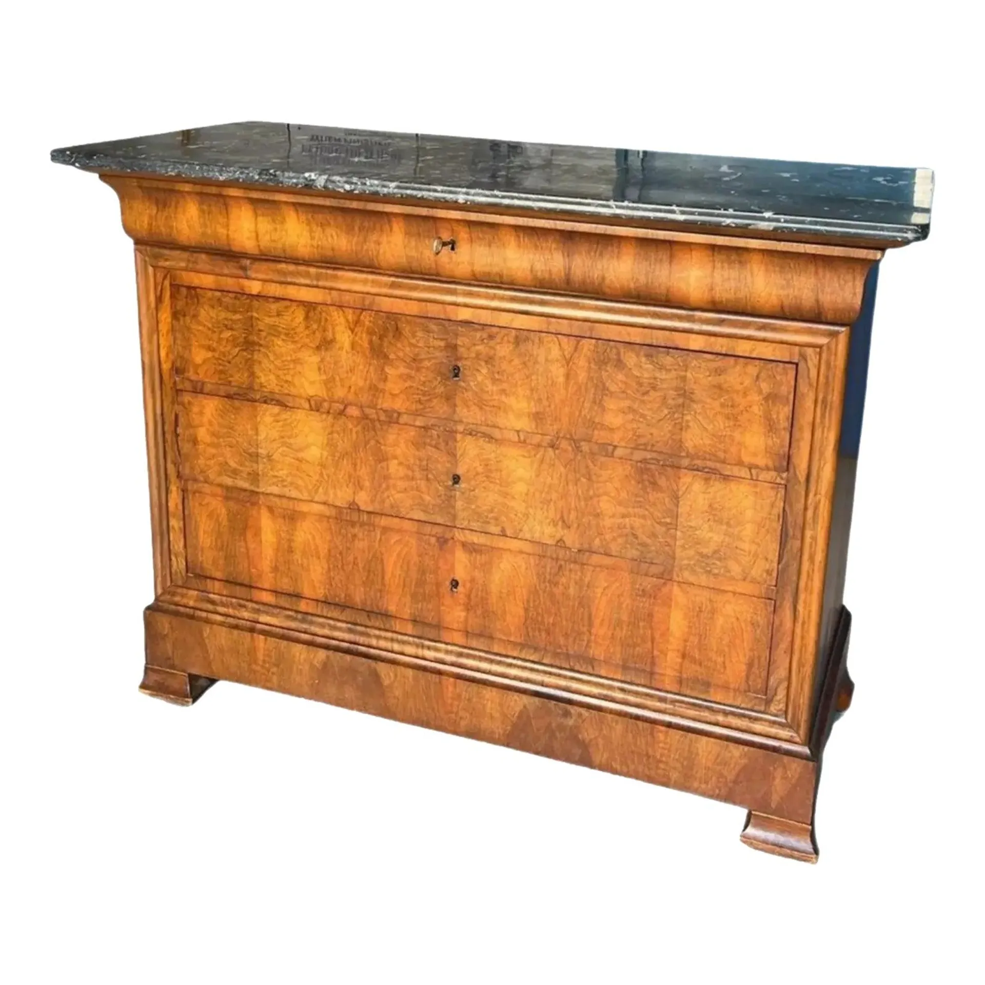 19th Century Louis Philippe Commode in Mahogany With Black Marble