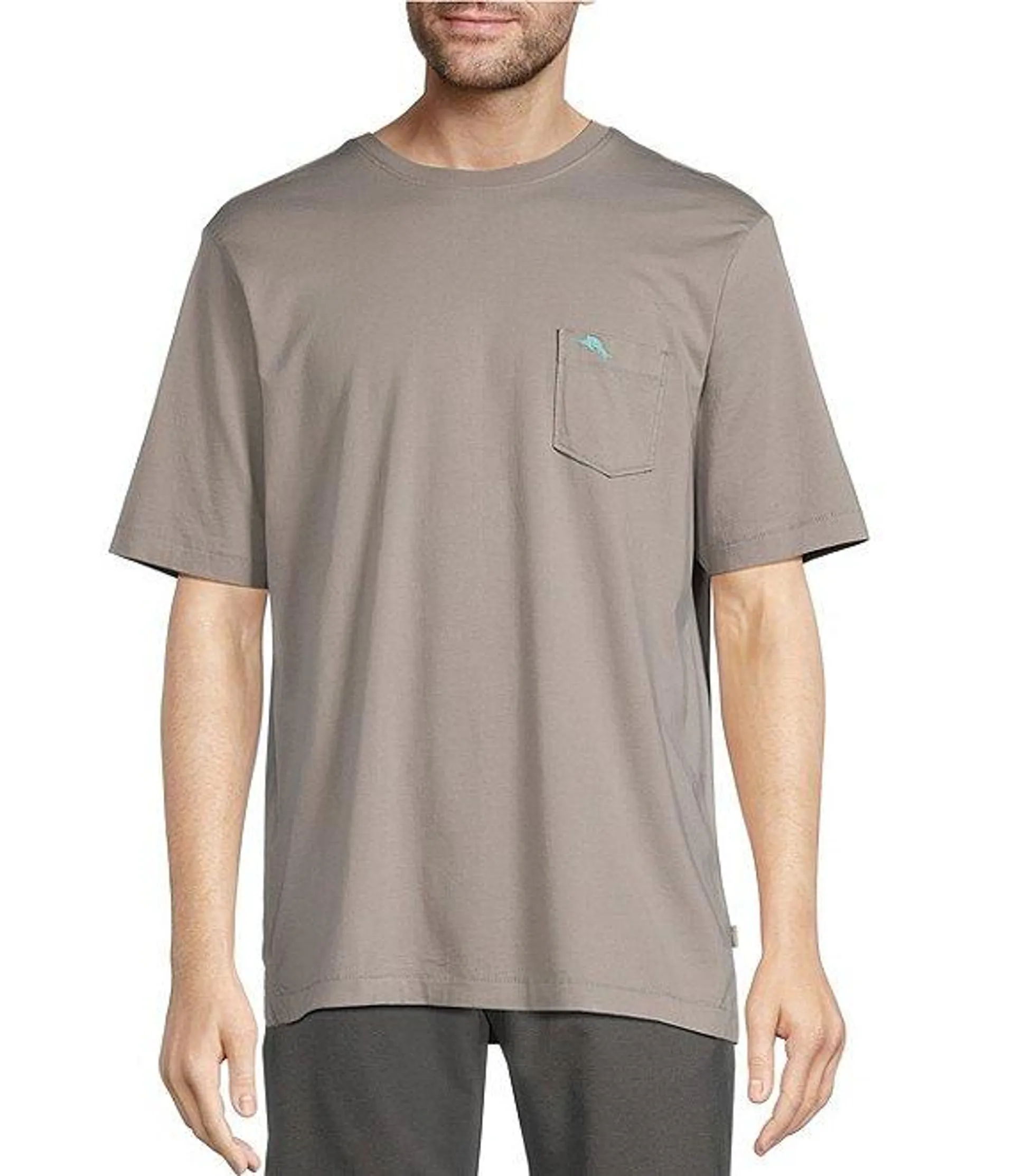 New Bali Skyline Short Sleeve Crewneck Solid Pocket T-Shirt