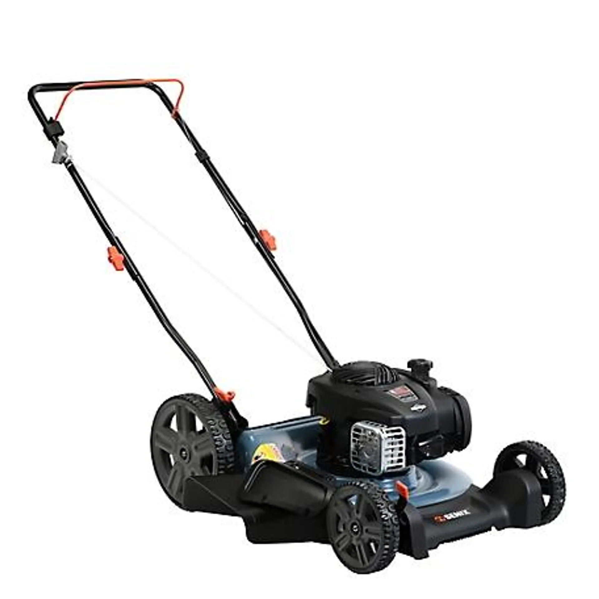 Senix 21 in. 125cc 4-Cycle Gas Powered Push Lawn Mower, Mulch/Side Discharge, Dual Lever Height Adjustment, 11 in. Rear Wheels