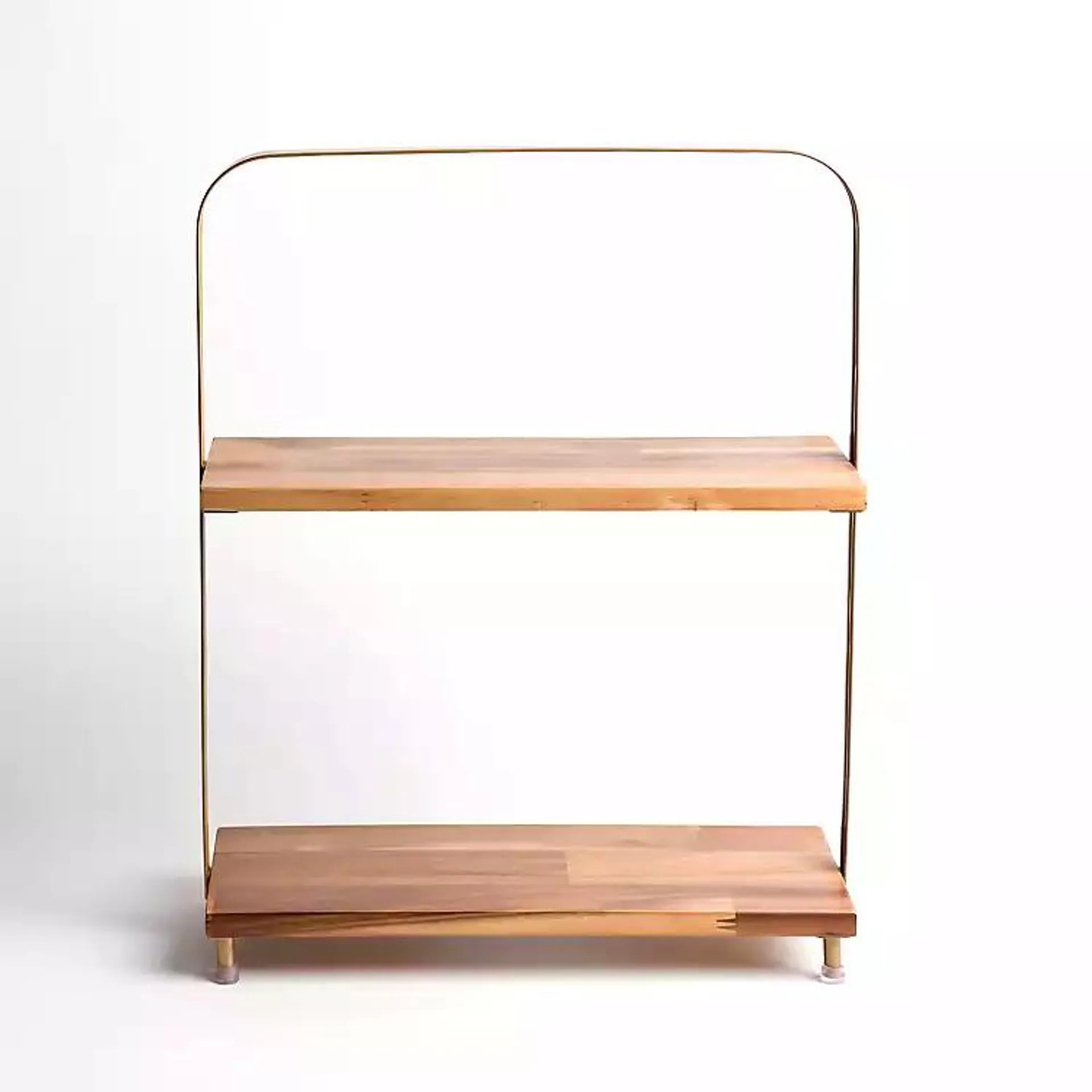 2-Tier Wood and Gold Metal Server