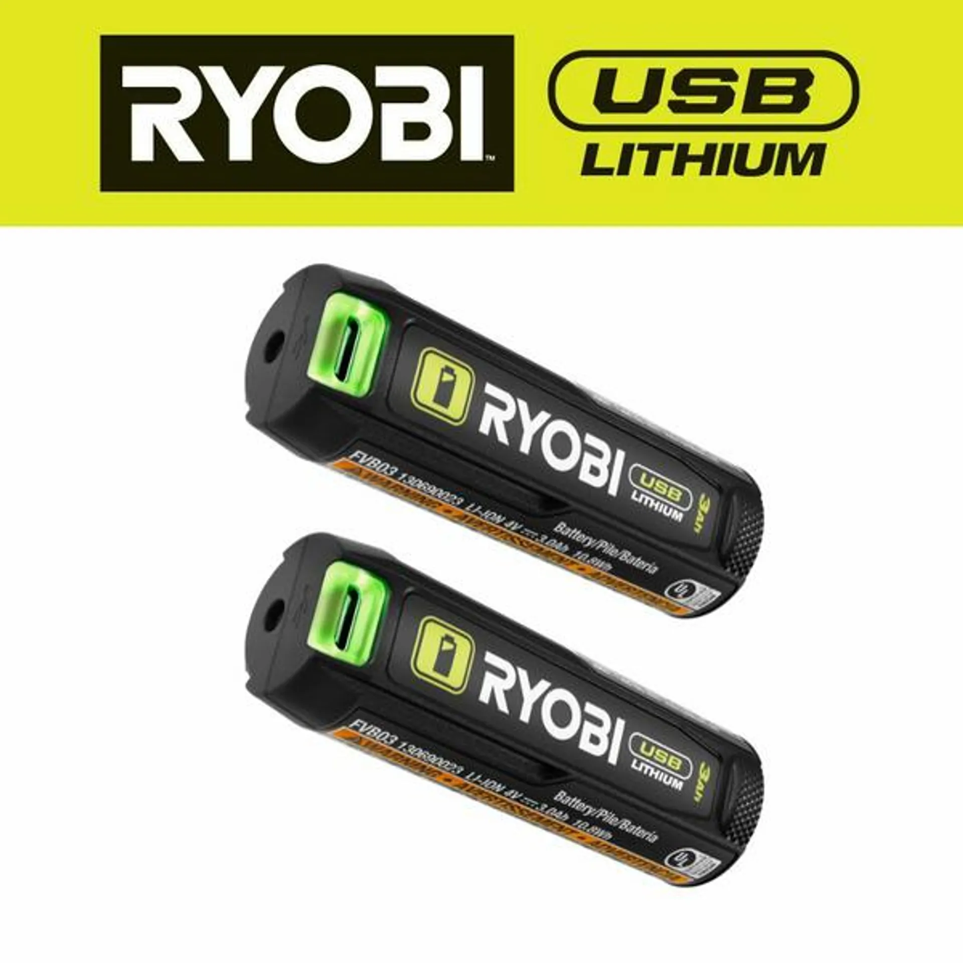 USB LITHIUM 3AH LITHIUM RECHARGEABLE BATTERY (2-PACK)