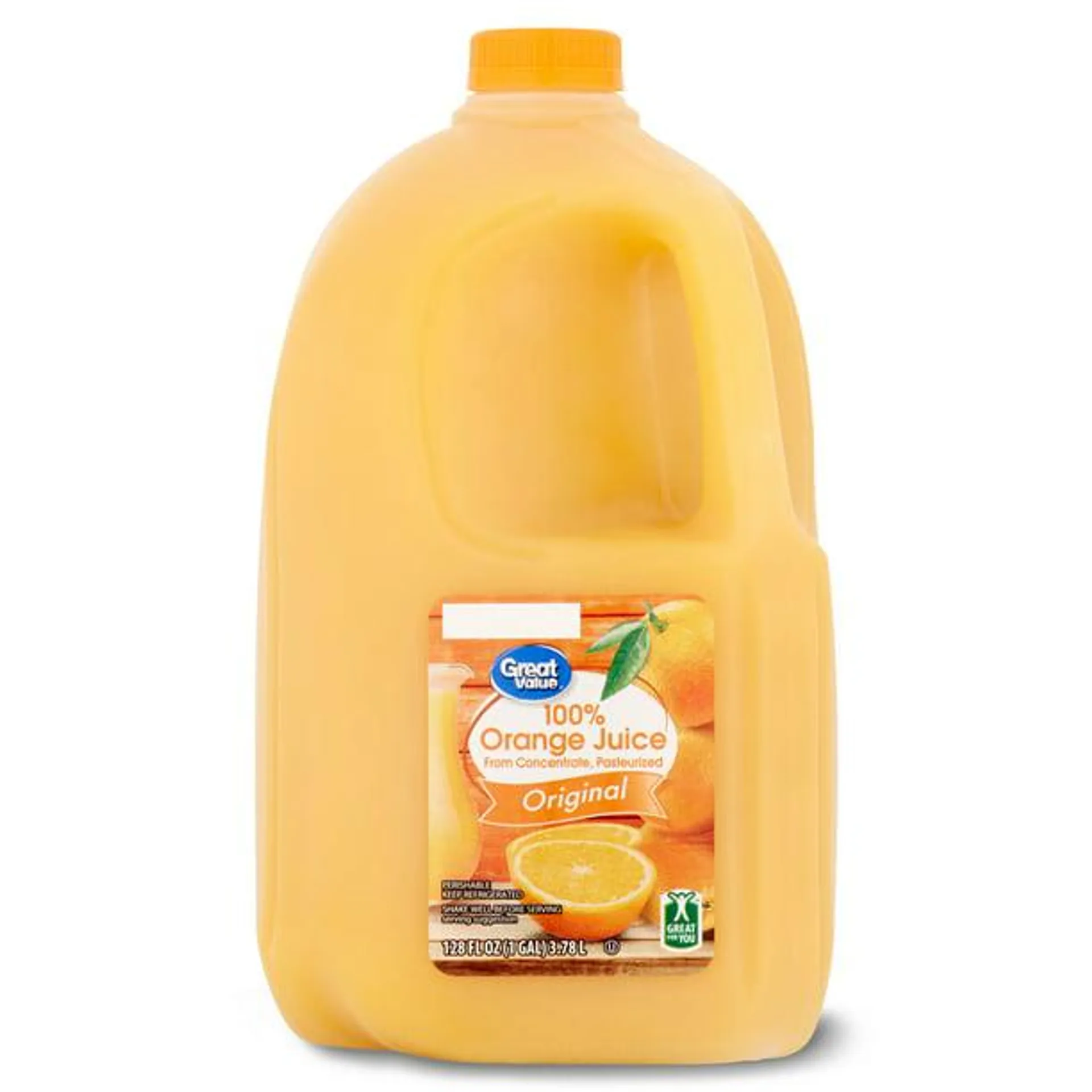 Great Value 100% Orange Juice Original, 128 fl oz