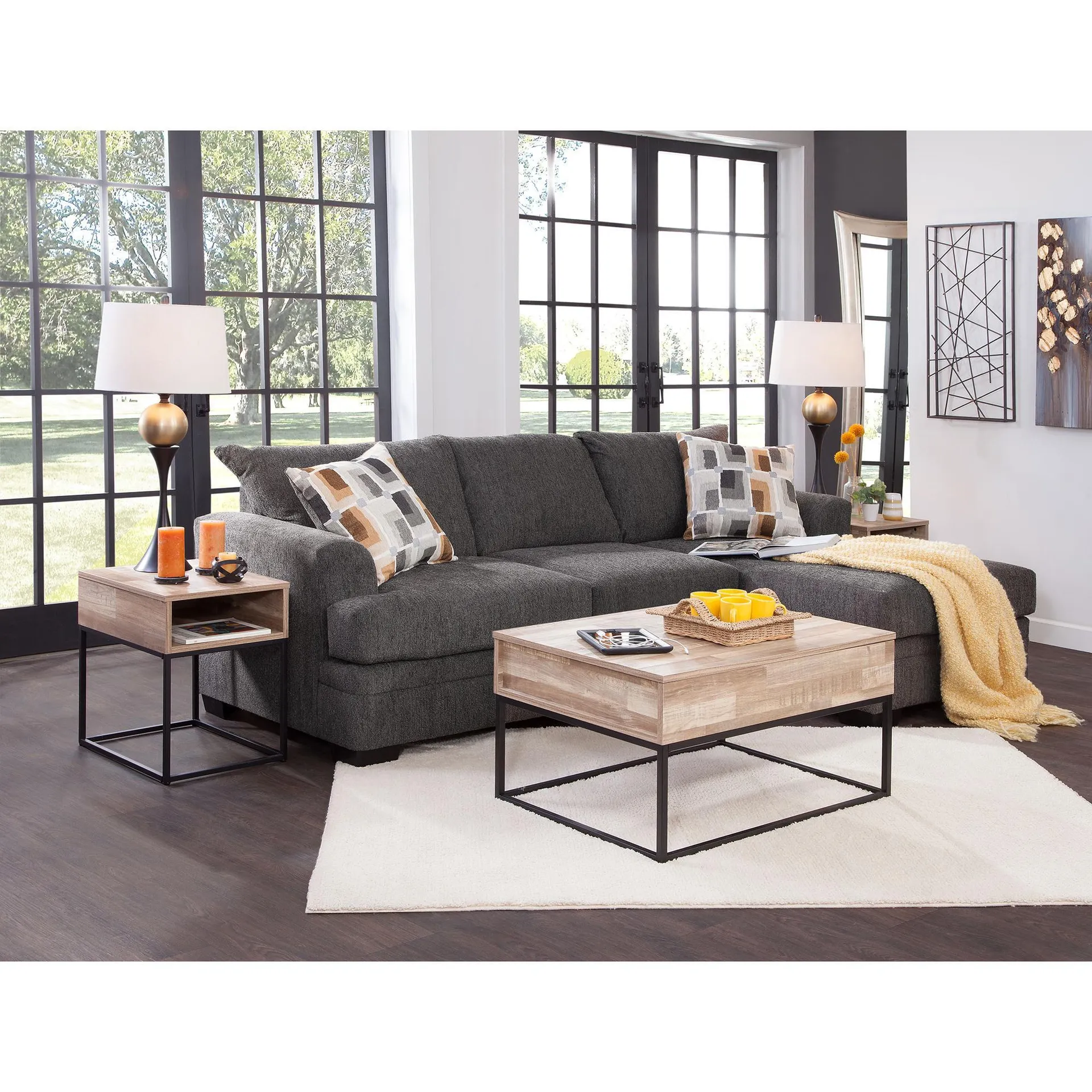 2 - Piece Kendall Chaise Sofa with Gerdanet Tables