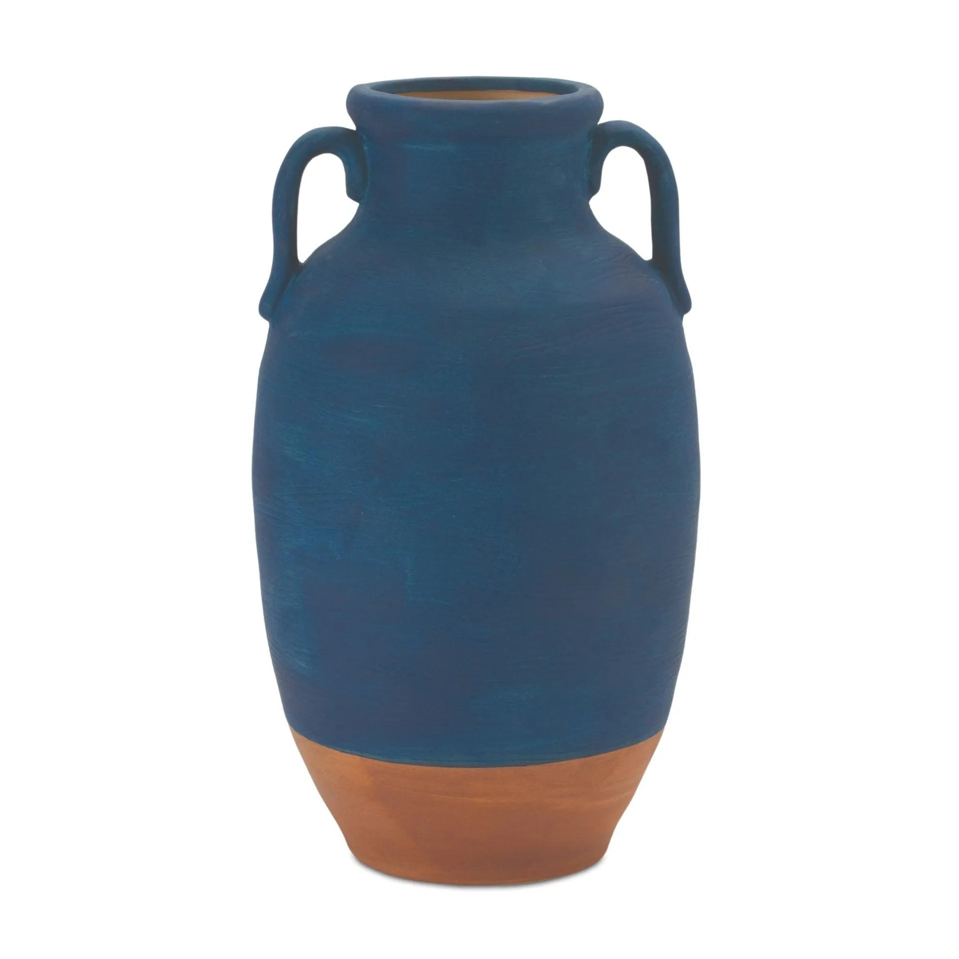 Ceramic 10.5" Urn Vase with Terra Cotta Accent