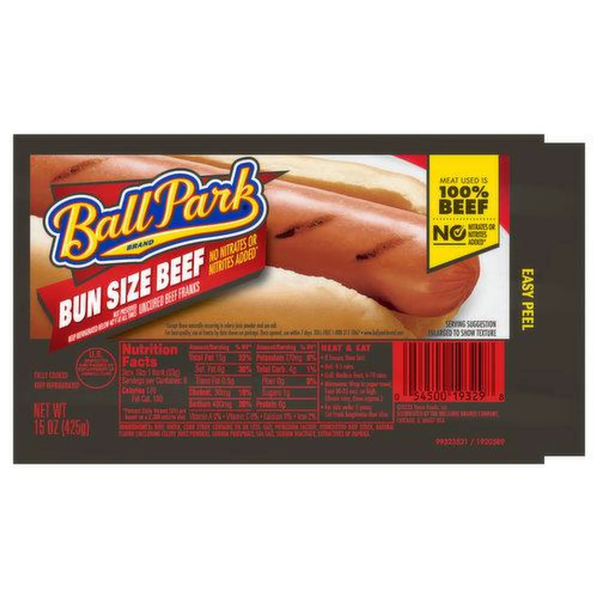 Ball Park Beef Franks, Uncured, Bun Size - 15 Ounce