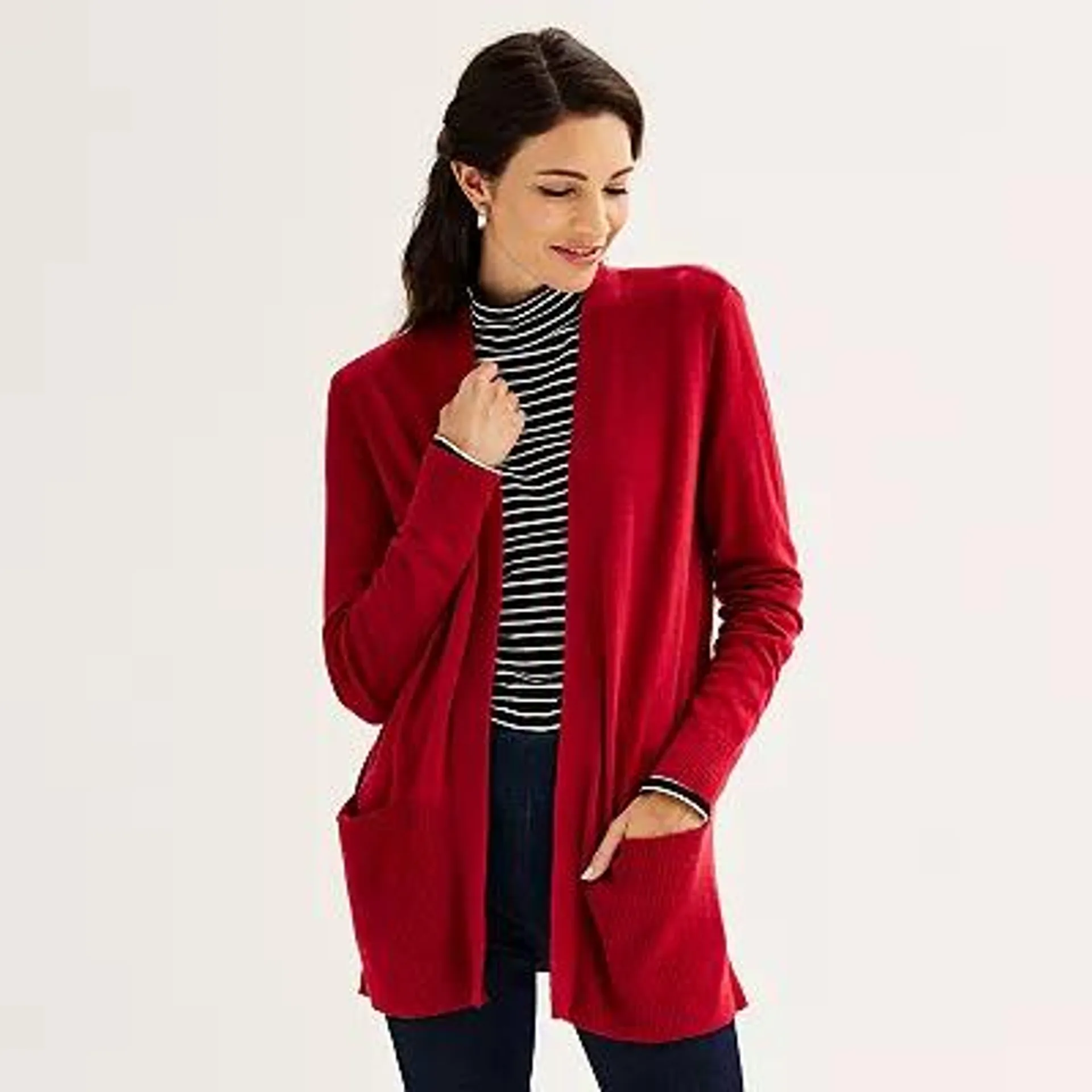 Women's Croft & Barrow® Classic Ribbed Open-Front Cardigan