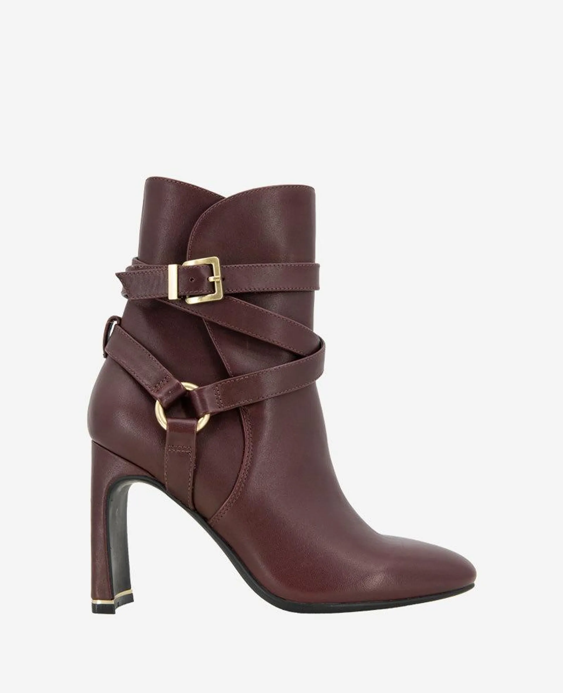 Nellie Leather Buckle Heel Bootie