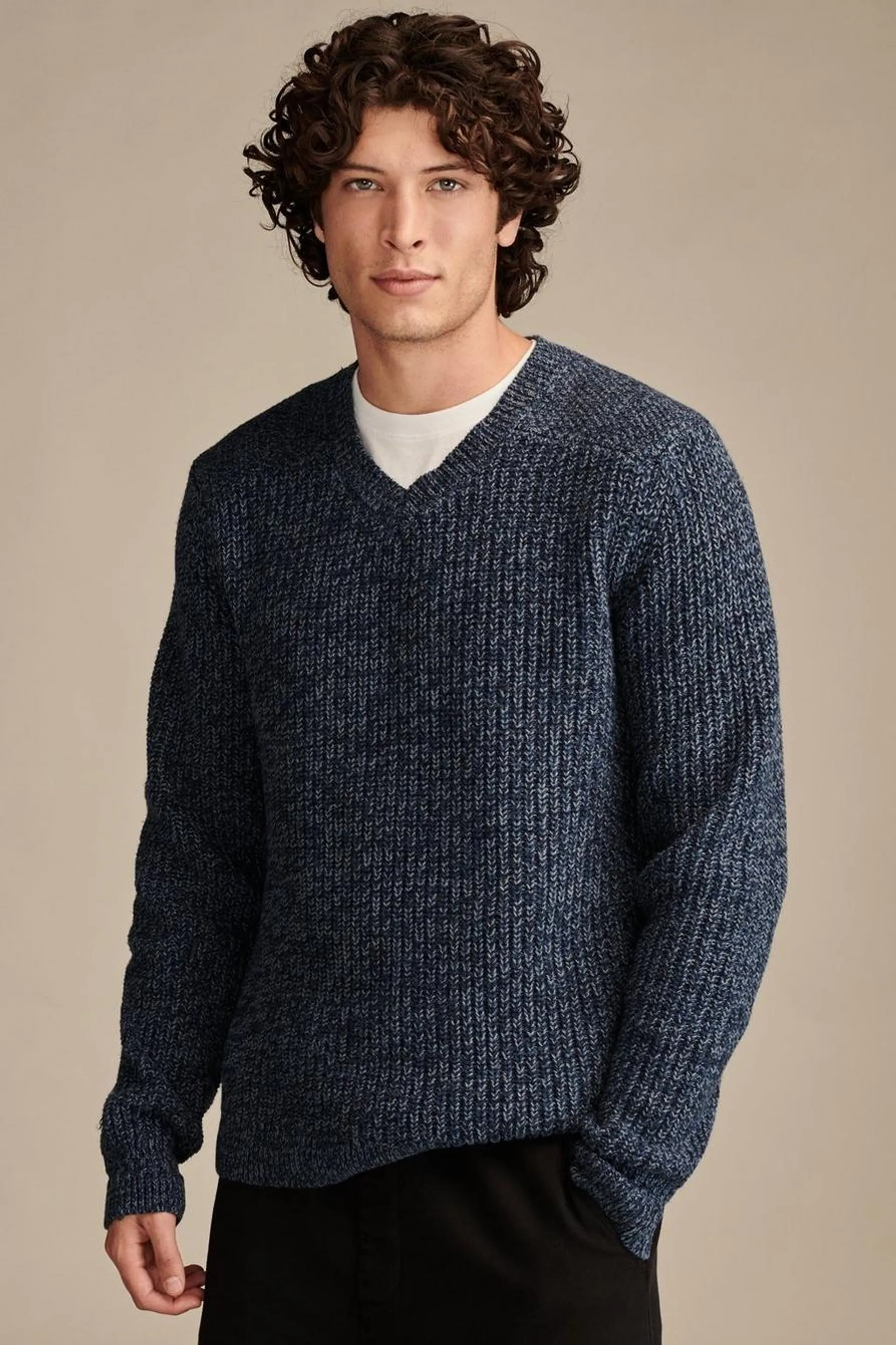 marled v neck sweater