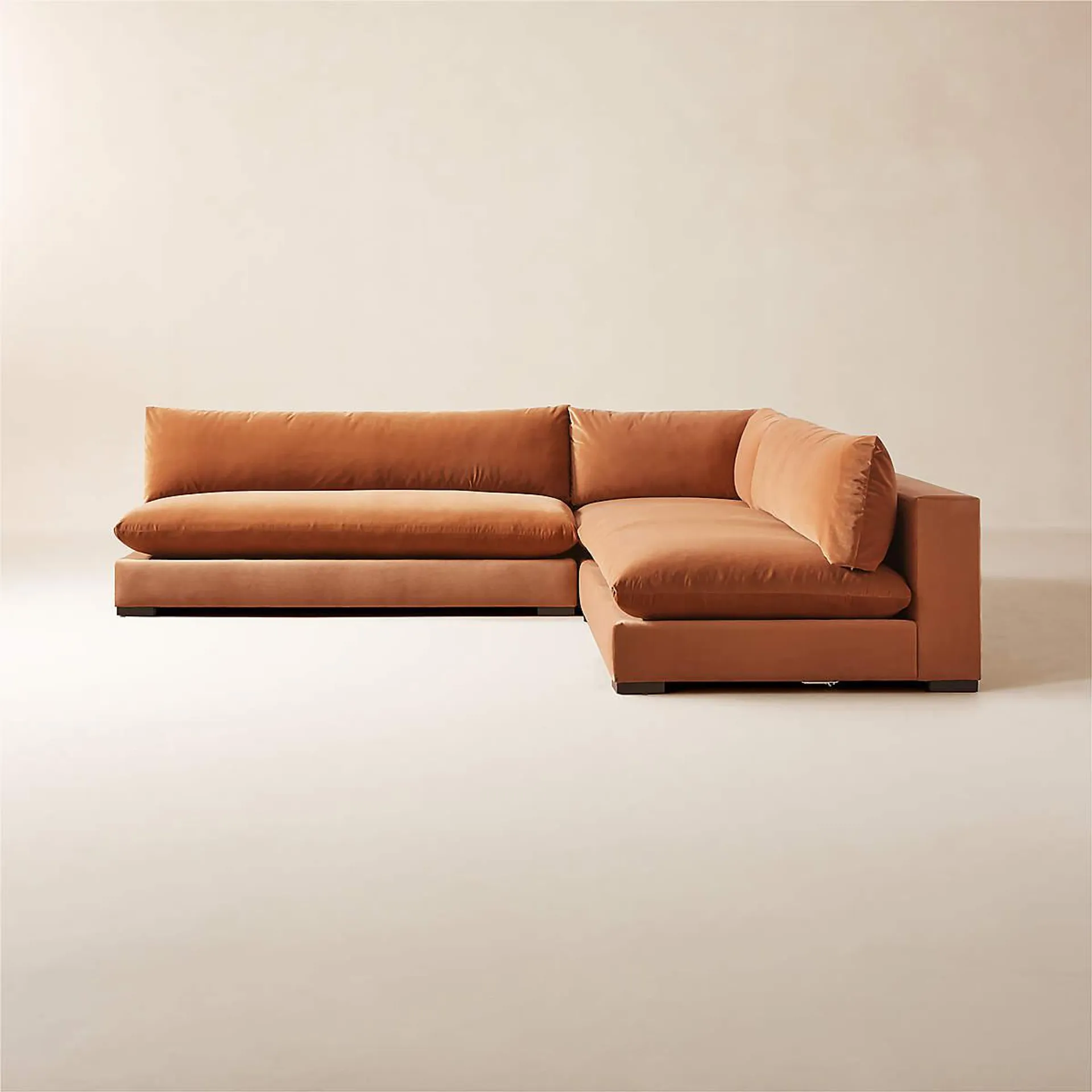 Deseo 3-Piece Modular Copper Brown Performance Velvet Sectional Sofa