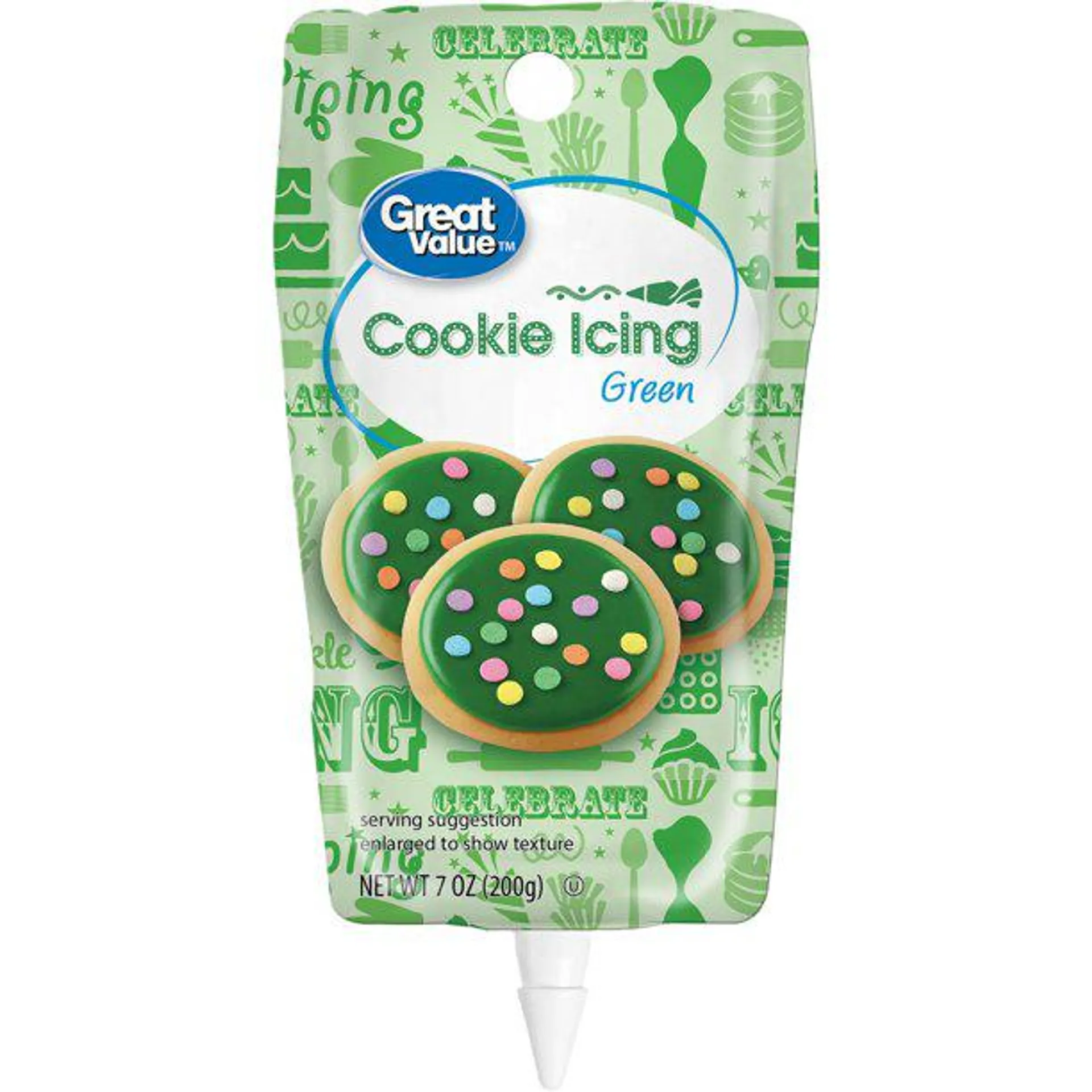 Great Value Cookie Icing, Green, 7 Ounces