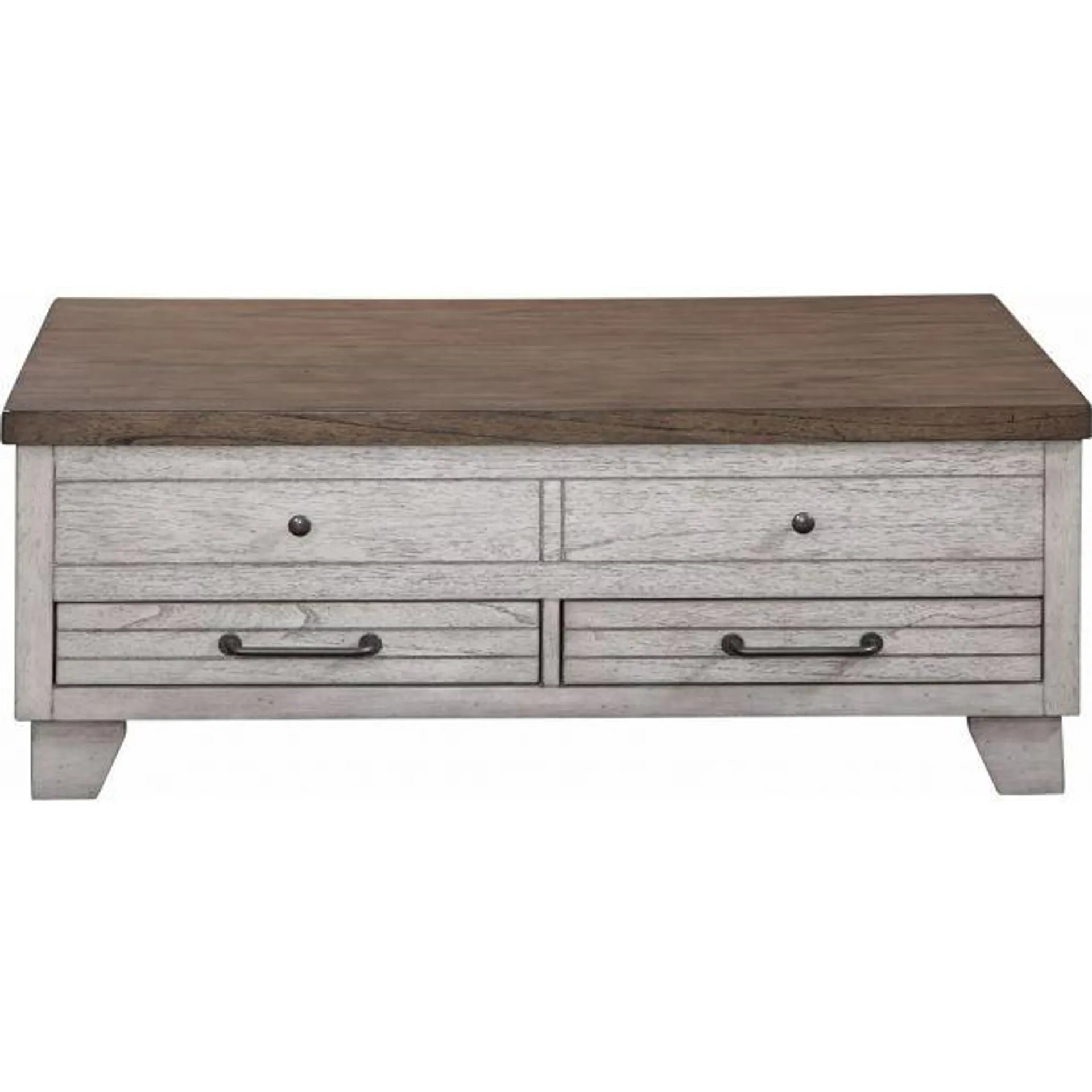 Bear Creek 46" Lift-Top Cocktail Table with 2 Drawers by Steve Silver Company - White/Brown