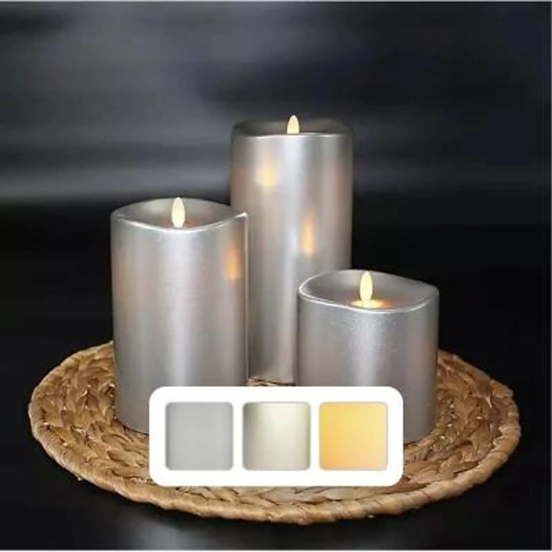 Member's Mark Moving Flame LED Wax Candles, 3 pc., Assorted Colors