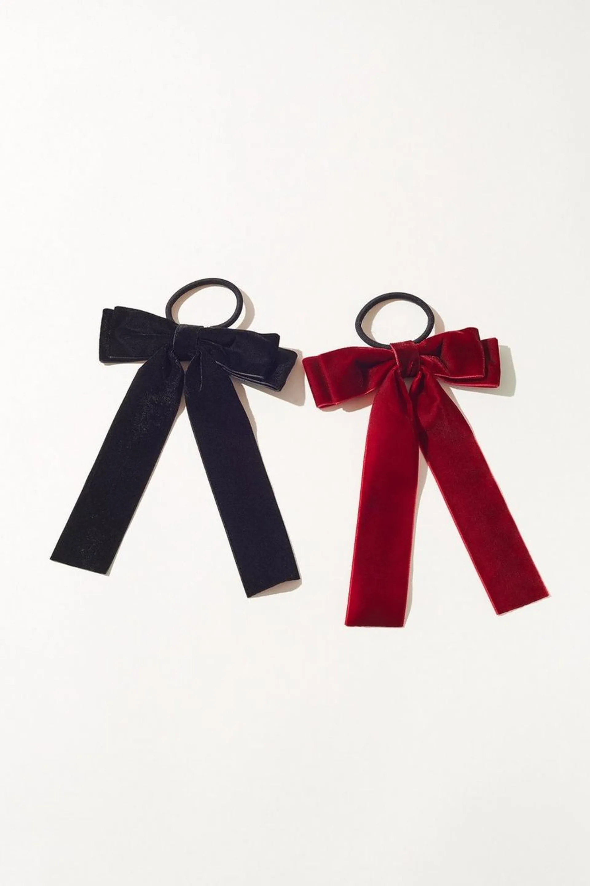 velvet ribbon bow hair tie set