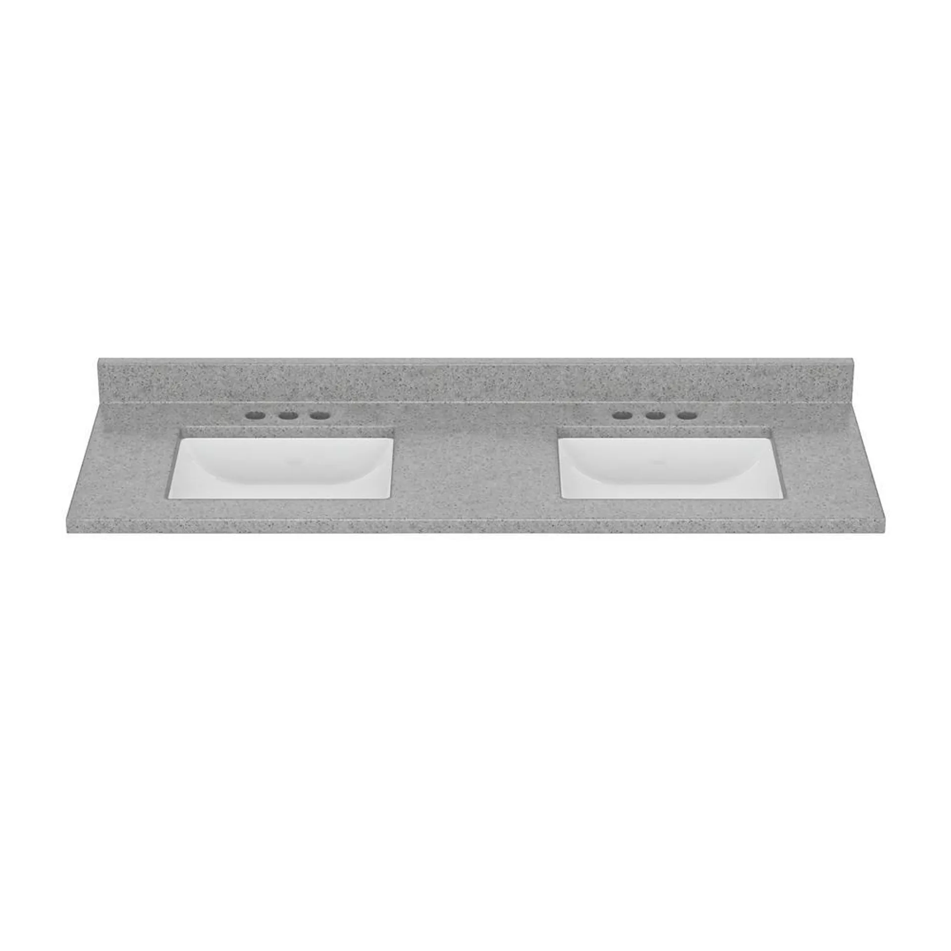 MagickWoods Elements 61"W x 22"D Pewter Cultured Marble Vanity Top with Rectangular Integrated Wave Bowls