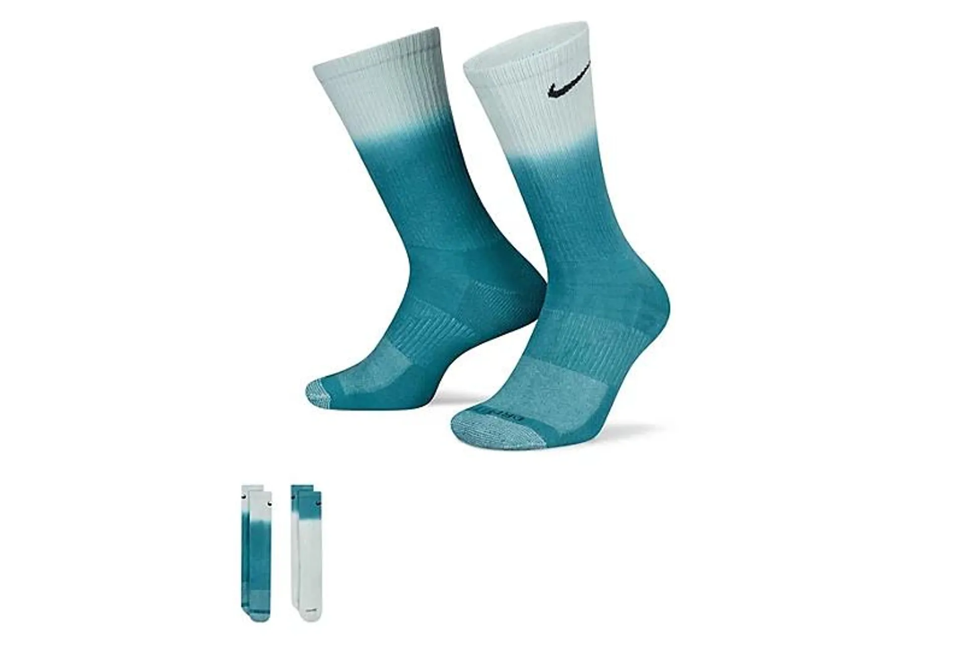 Nike Mens Large Dip Dye Everyday Plus Crew Socks 2 Pairs - Teal