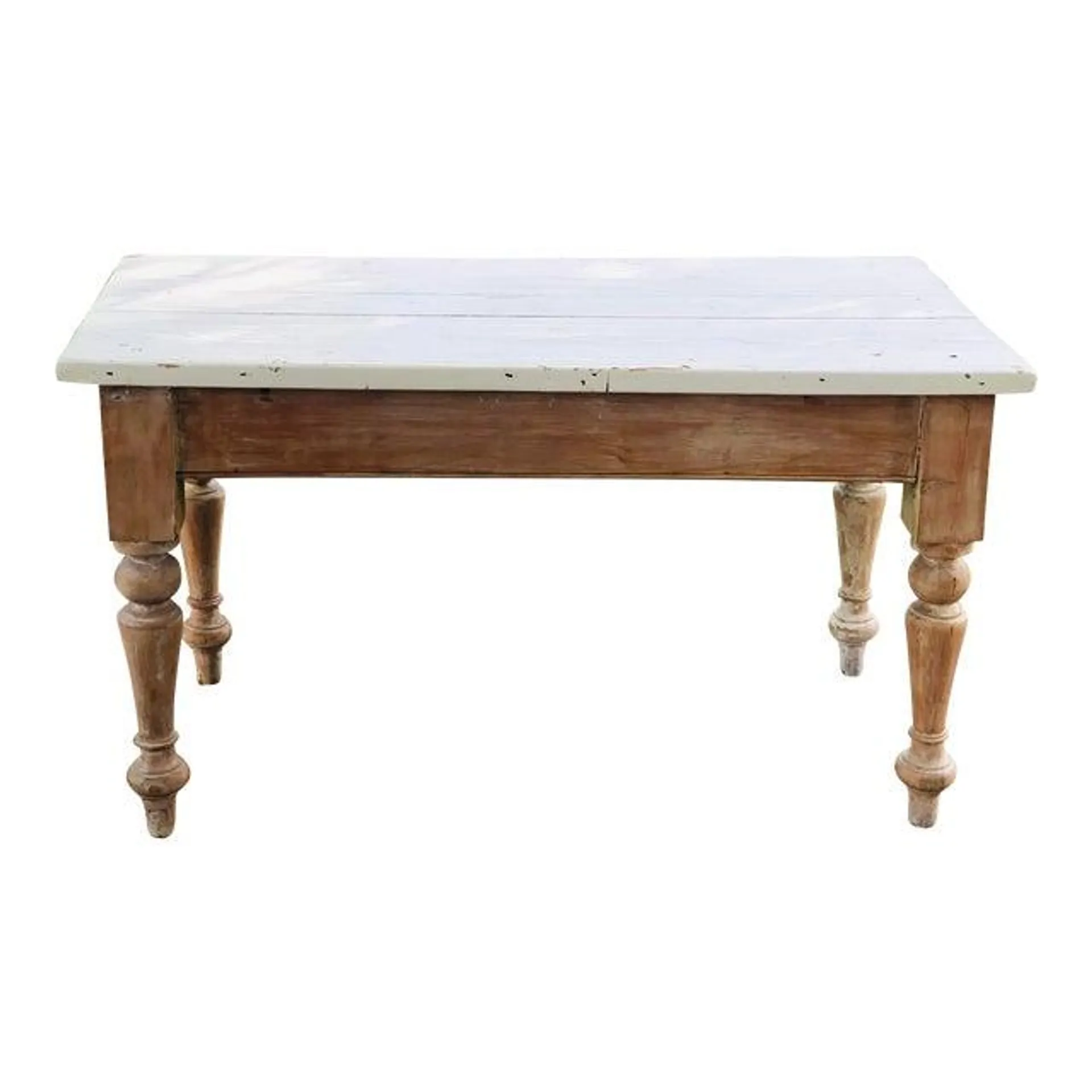 Rustic French Painted Vintage Dining Table