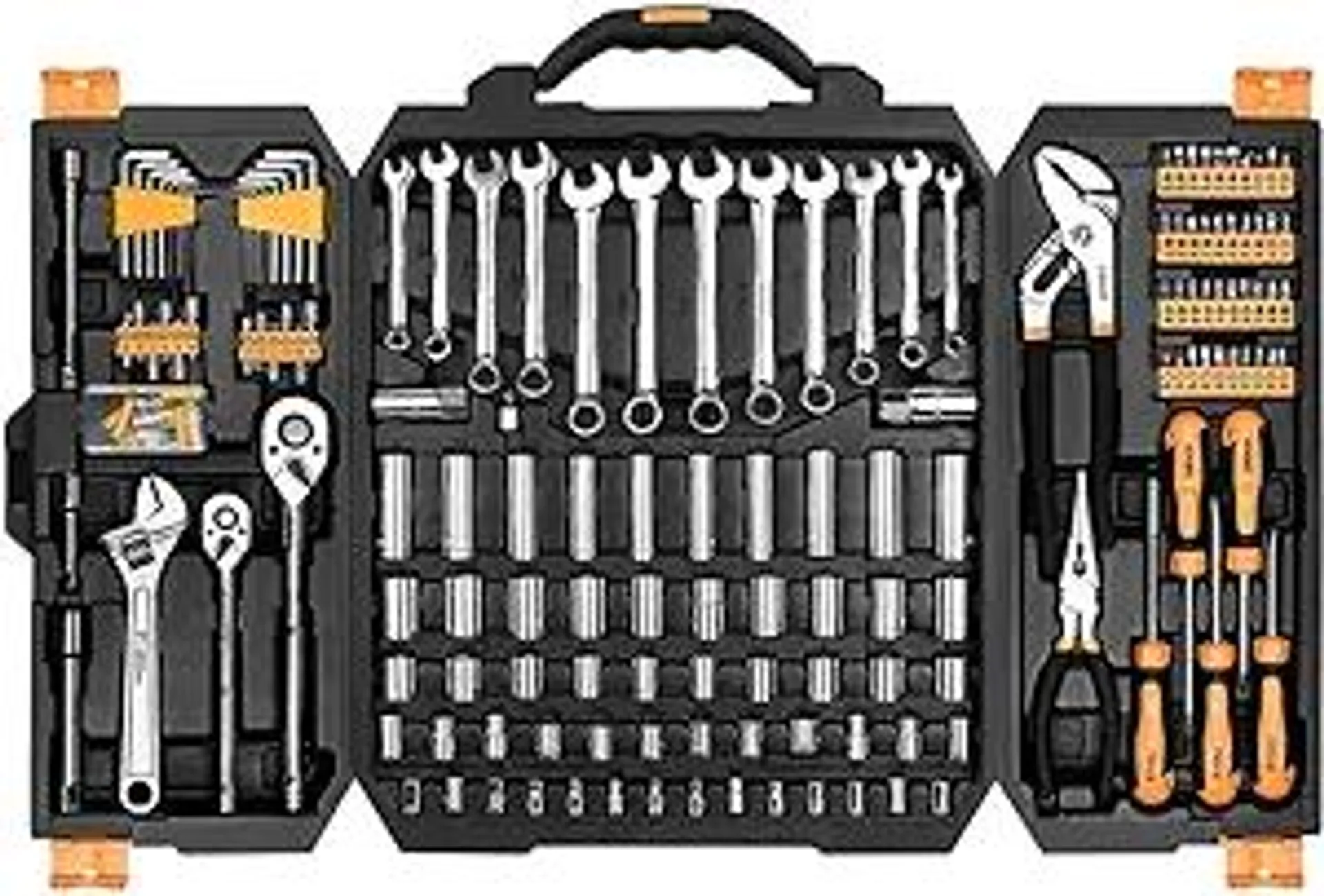 DEKOPRO 192 Piece Mechanics Tool Set Socket Wrench Set, Plastic Storage Case with Auto Repair Hand Tool Kit Wrench Tool Box Set