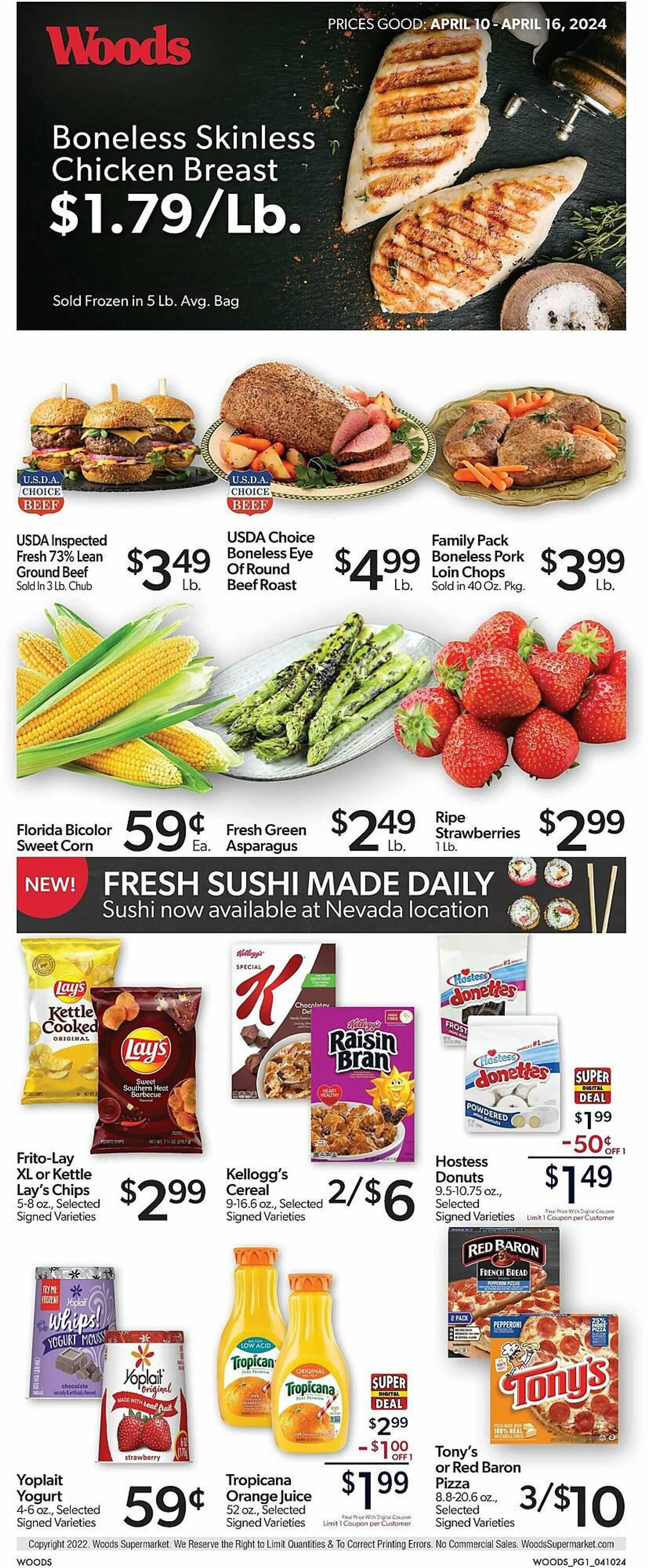Weekly ad Woods Supermarket Weekly Ad from April 10 to April 16 2024 - Page 1