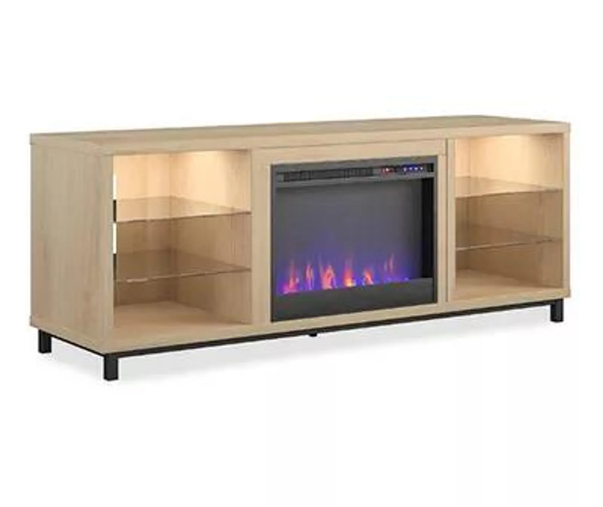 70" Intrepid Blonde Oak Deluxe Electric Fireplace Console