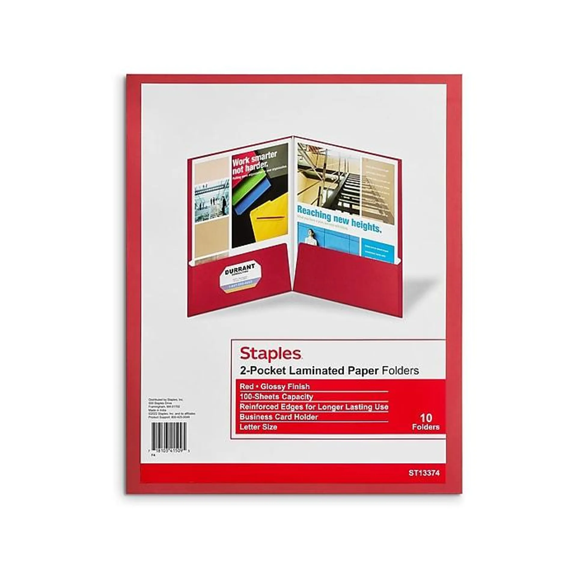 Staples Glossy 2-Pocket Paper Folder,