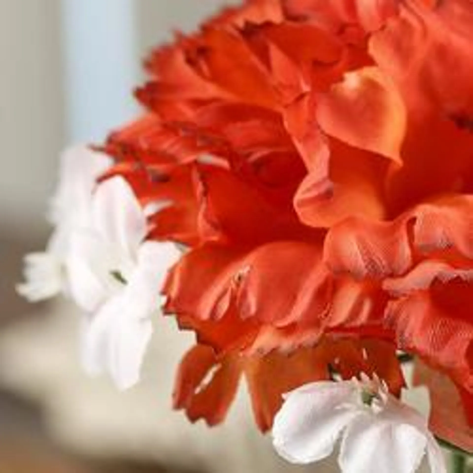 Orange Artificial Carnation and Gypsophila Stem